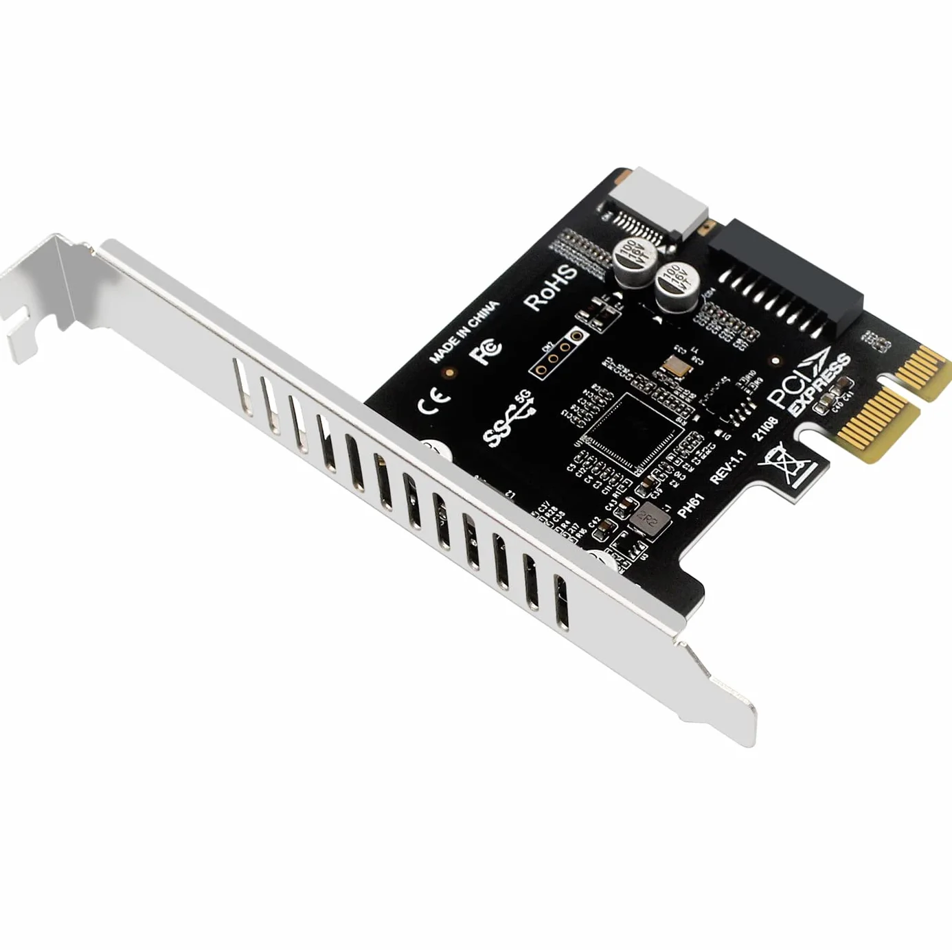 WANGCL Karta PCIE USB 3.0 typu c i port USB karty 5 Gb/s PCIE adapter USB do obudowy komputera rozszerzenie przedniego portu