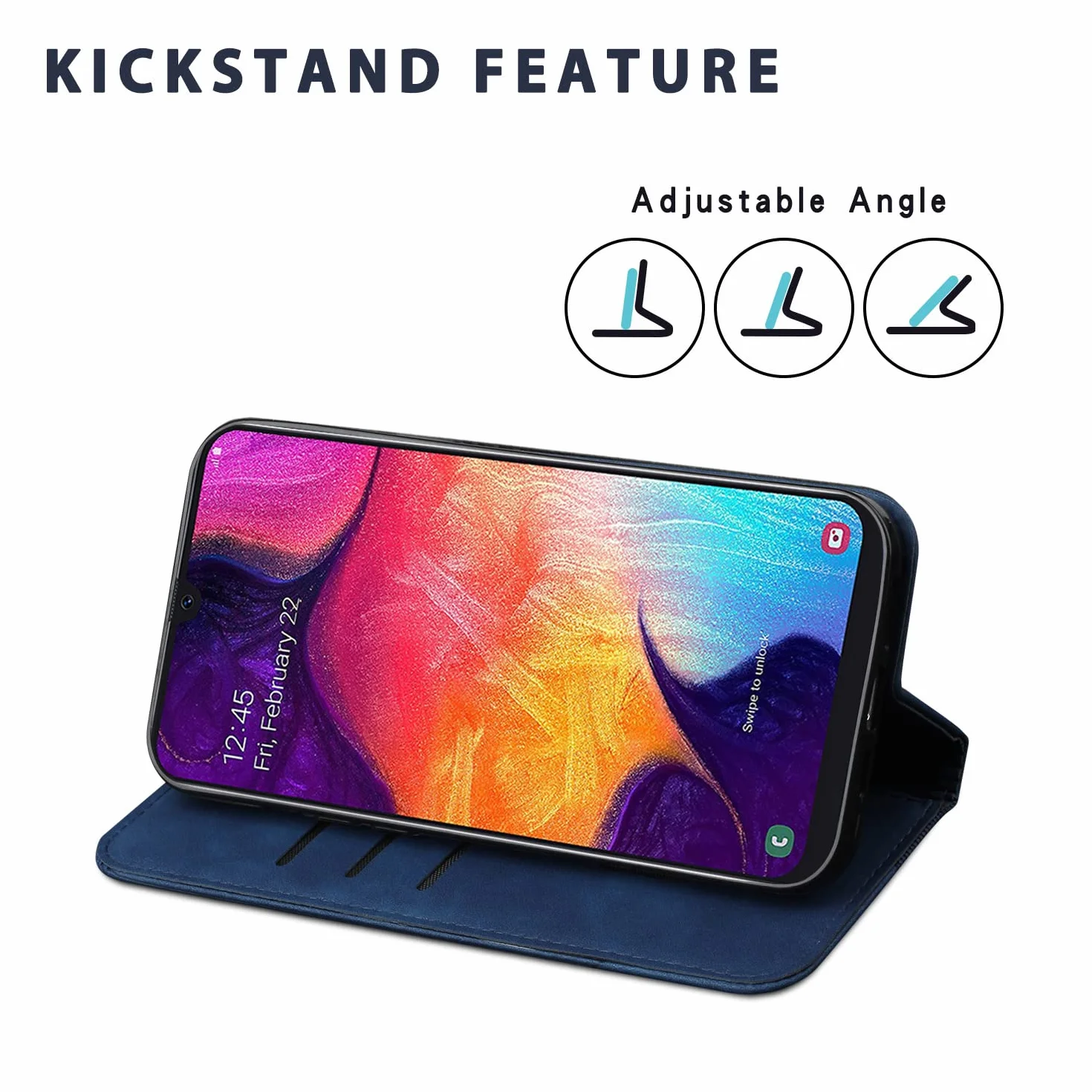 Etui z Klapką do Samsung Galaxy S24, Portfel z Skóra PU z Gniazda na karty i Podpórka, Ochrona Przed Wstrząsami Flip Etui do Samsung S24 (Niebieski)