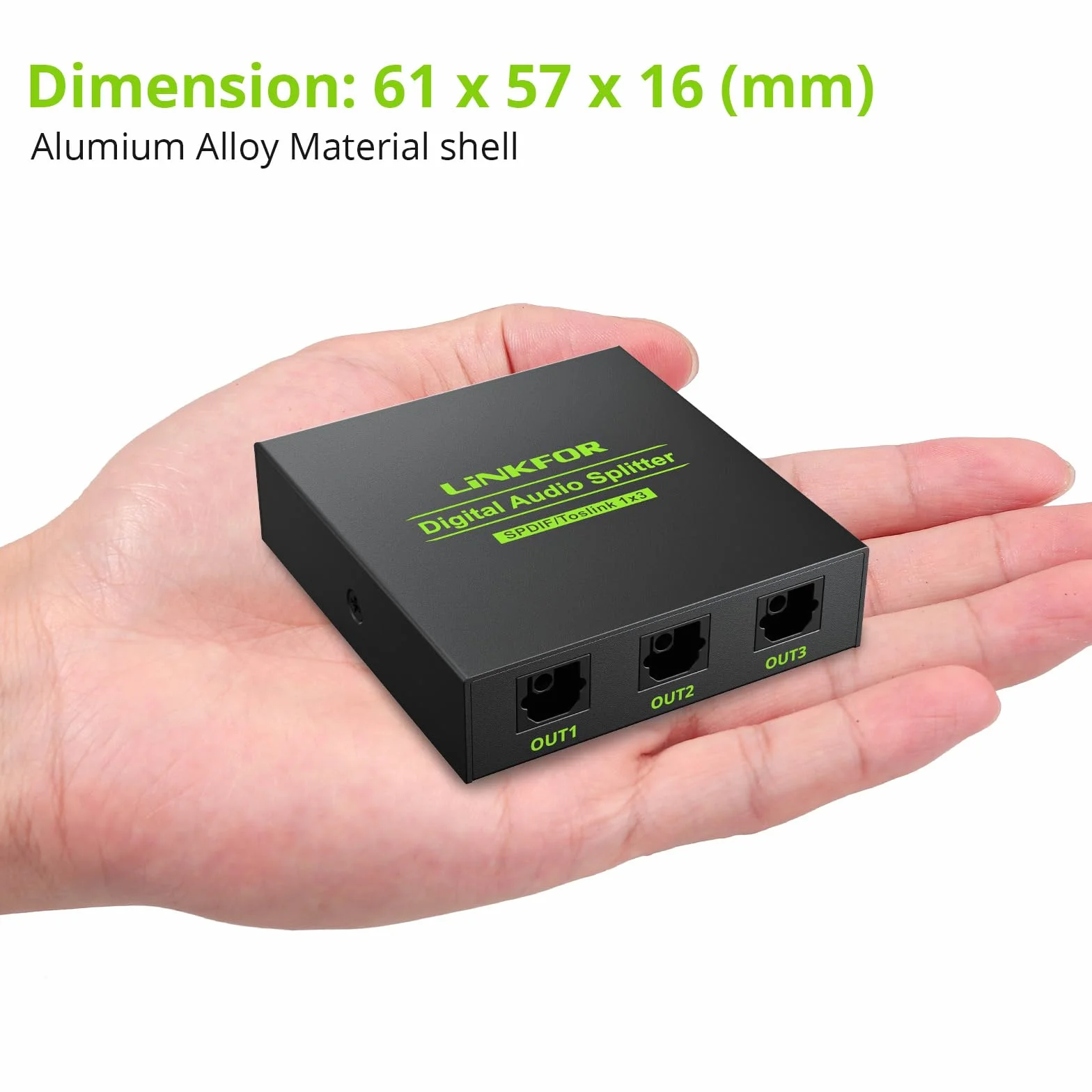 LiNKFOR Optyczny rozdzielacz audio 1x3 SPDIF Toslink rozdzielacz optyczny stop aluminium 1 IN 3 OUT obsługuje LPCM 2.0 DTS dla Dolby-AC3 kompatybilny z PS3 DVD HDTV STB