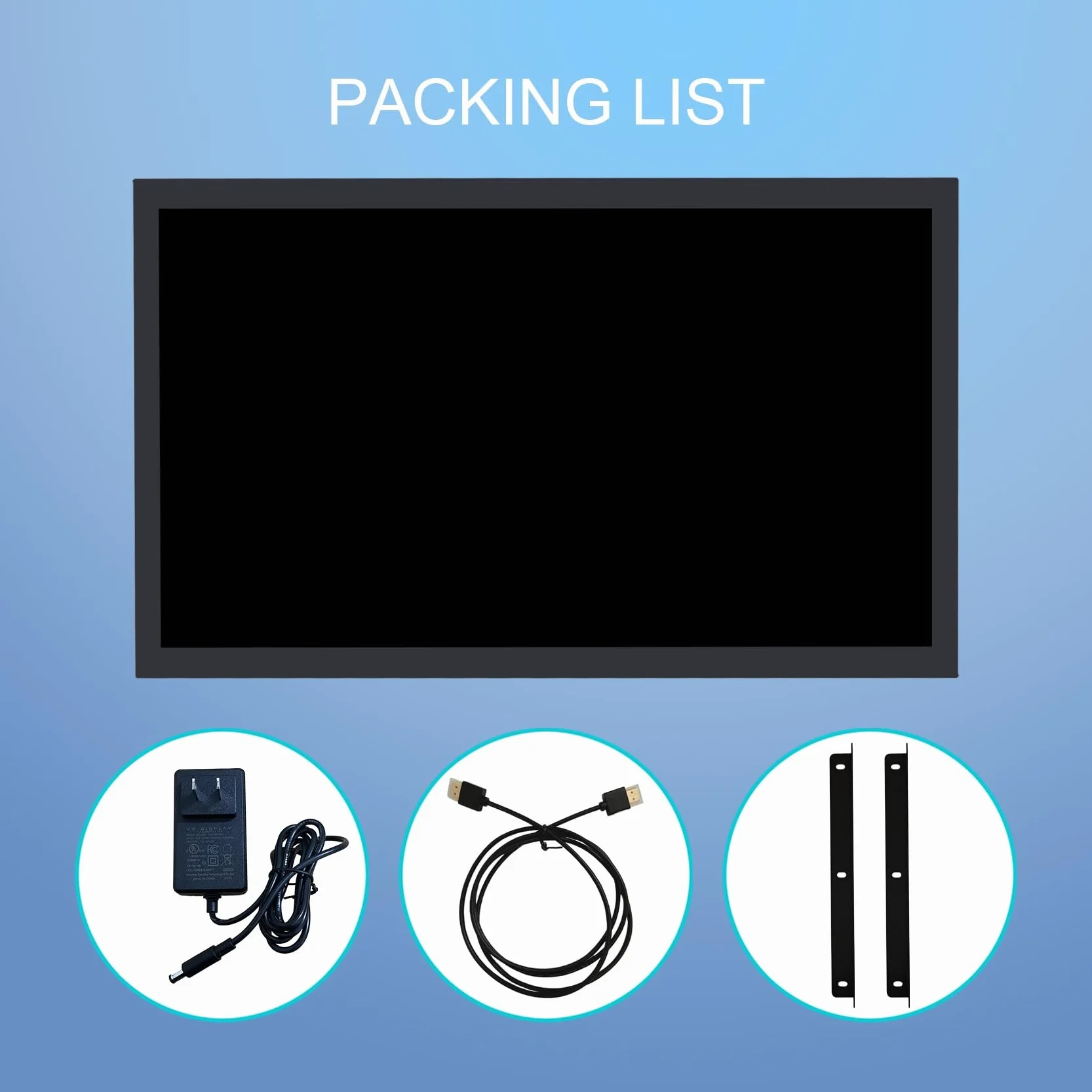 VSDISPLAY Przemysłowy monitor TFT LCD 18,5 cala 1920 x 1080 | port wideo VGA/DVI, metalowa obudowa z uchwytem