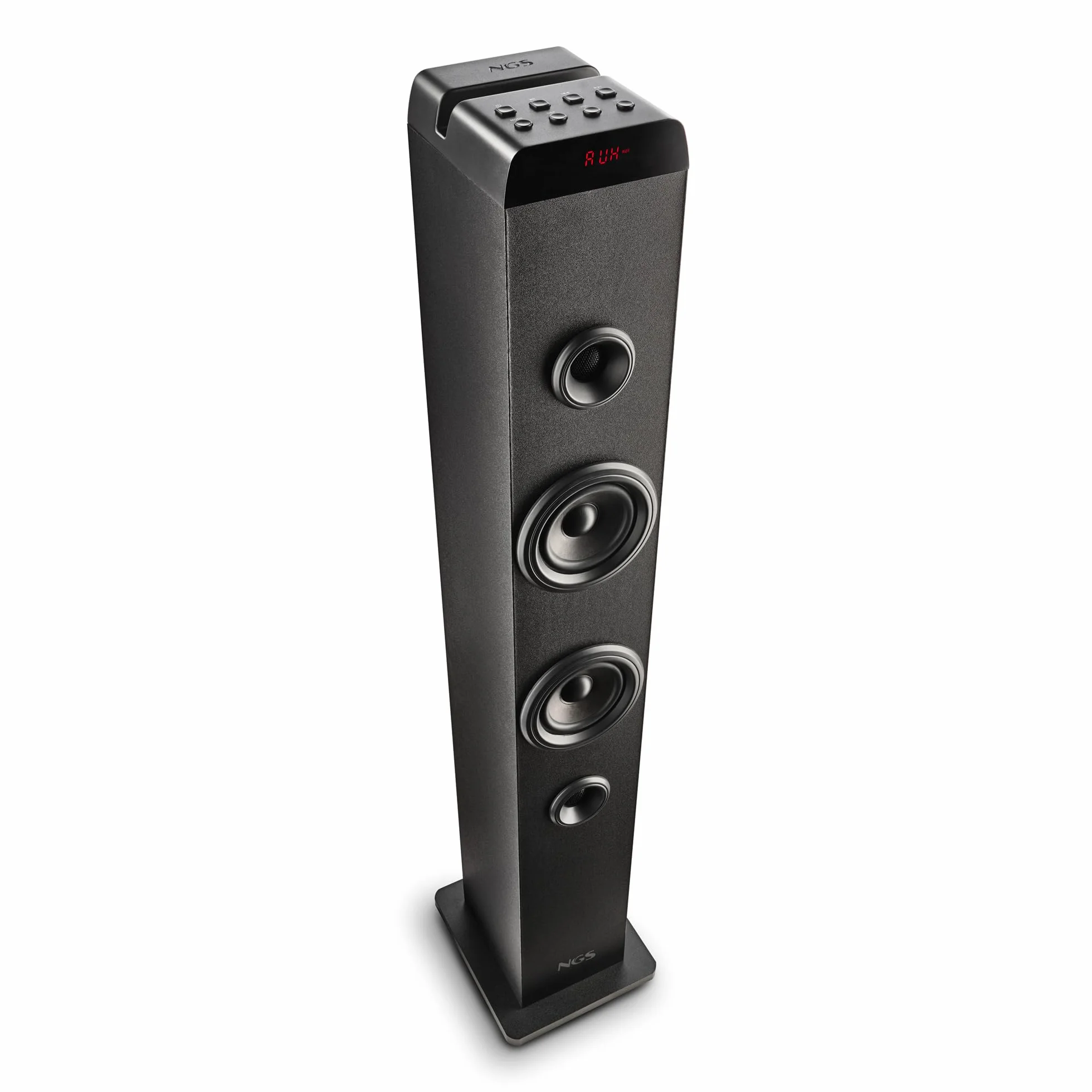 NGS Sky Charm Pro 50 W wieża dźwiękowa z Bluetooth 5.4, optyczna, USB, AUX-IN, radio FM, funkcja nadawania, mikrofon do karaoke, pilot zdalnego sterowania, czarny