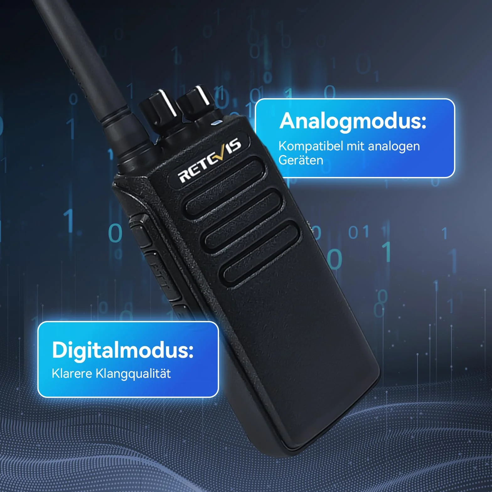 Retevis RT81 Radio, Wodoodporność IP67, 32 Kanały DMR Tryb Analogowy/Cyfrowy, Zestaw Radiowy 2200mAh Bateria Litowo-Jonowa, Radiowy Daleki Zasięg (1 Para, Czarny)