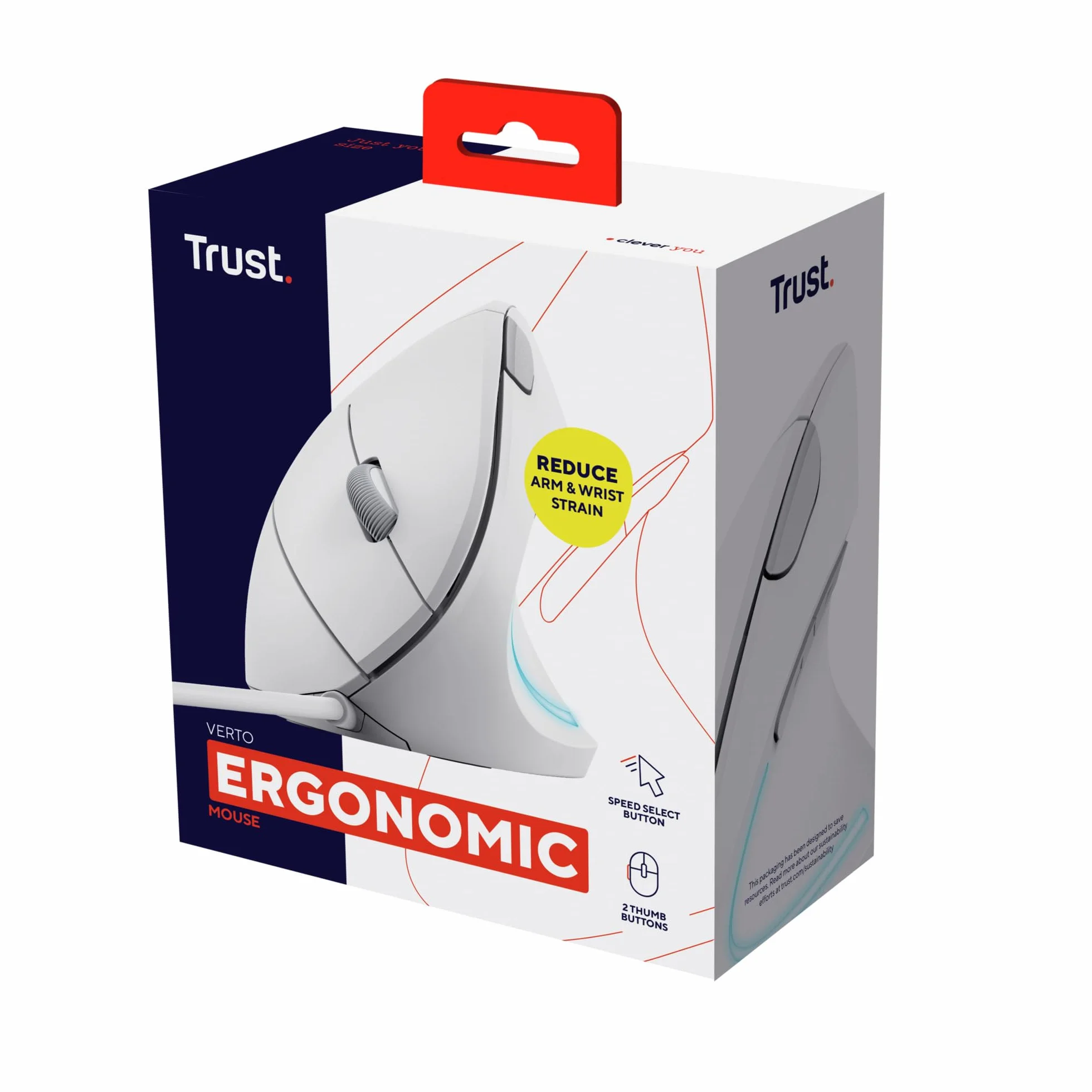 Verto Ergonomiczna mysz przewodowa pionowa LED 1000-1600 DPI 6 przycisków USB 1,5 m