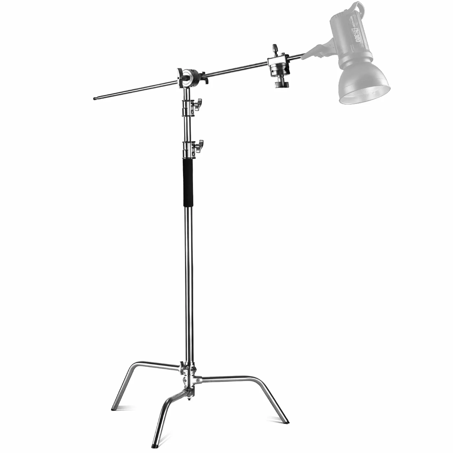 Neewer Pro 100% stal szlachetna wysokowydajny stojak C z wysięgnikiem - maks. wysokość 331 cm stojak na światło fotograficzne z ramieniem 120 cm, 2 głowice uchwytowe do studia Monolight, Softbox, reflektor