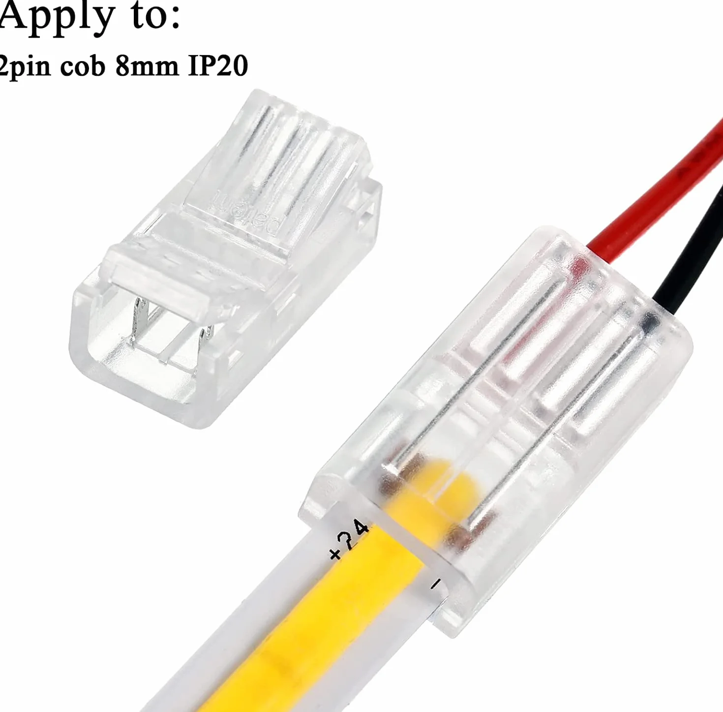 RUNCCI-YUN 3528 2835 2-pinowy 8 mm zestaw złączy świetlnych RGB LED, zawiera przedłużacz LED 20 m, złącze bez przerw, do szybkiego połączenia taśmy LED 8 mm z przewodem