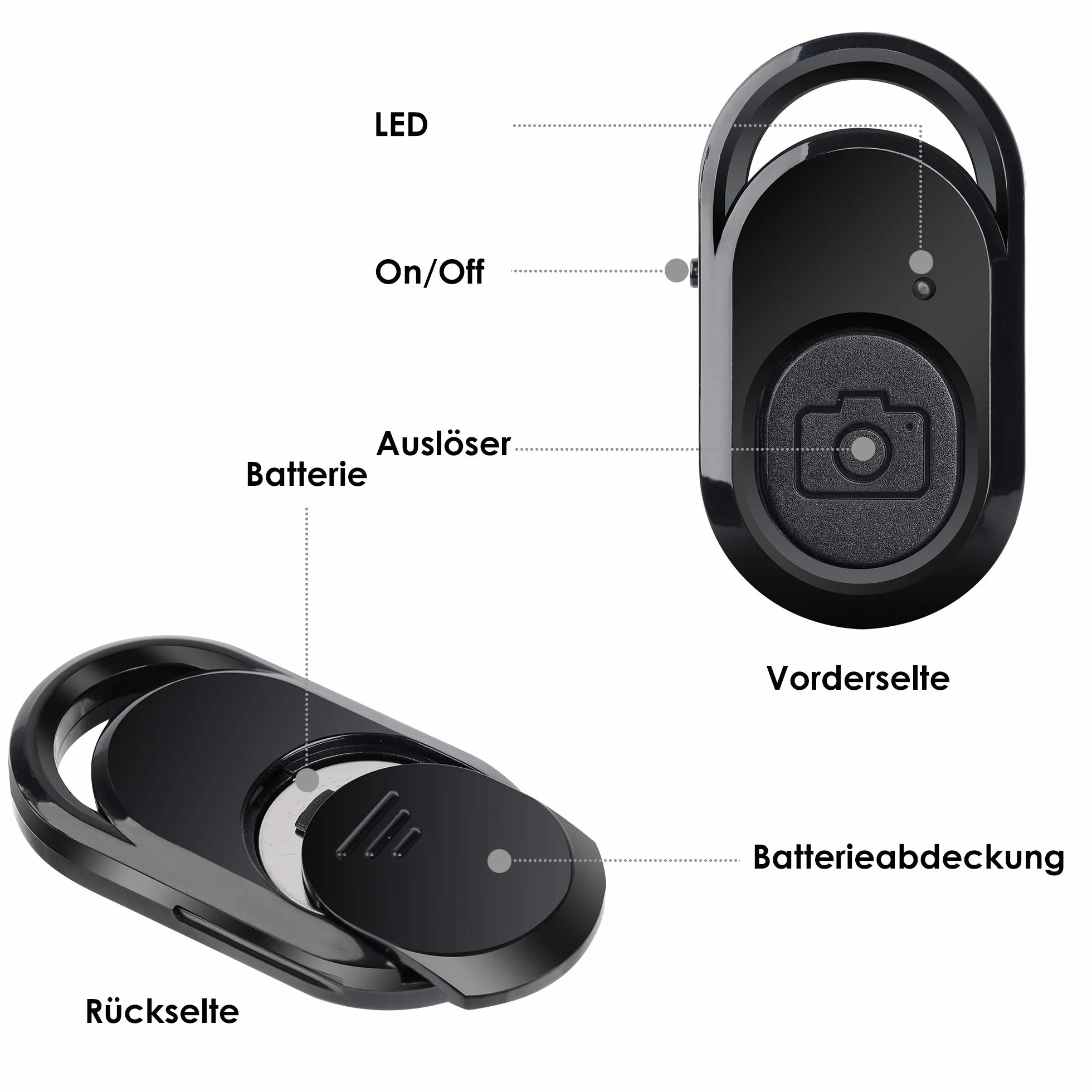 AMATHINGS Pilot zdalnego sterowania Bluetooth, samowyzwalacz, telefon komórkowy do smartfonów i tabletów – wyzwalacz do selfie Bluetooth, zdalna migawka, kompatybilny z iOS i Android (3 sztuki)