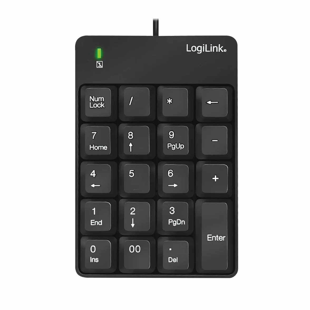 LogiLink ID0184 numeryczna klawiatura dodatkowa ze złączem USB ze wskaźnikiem aktywności LED, czarna