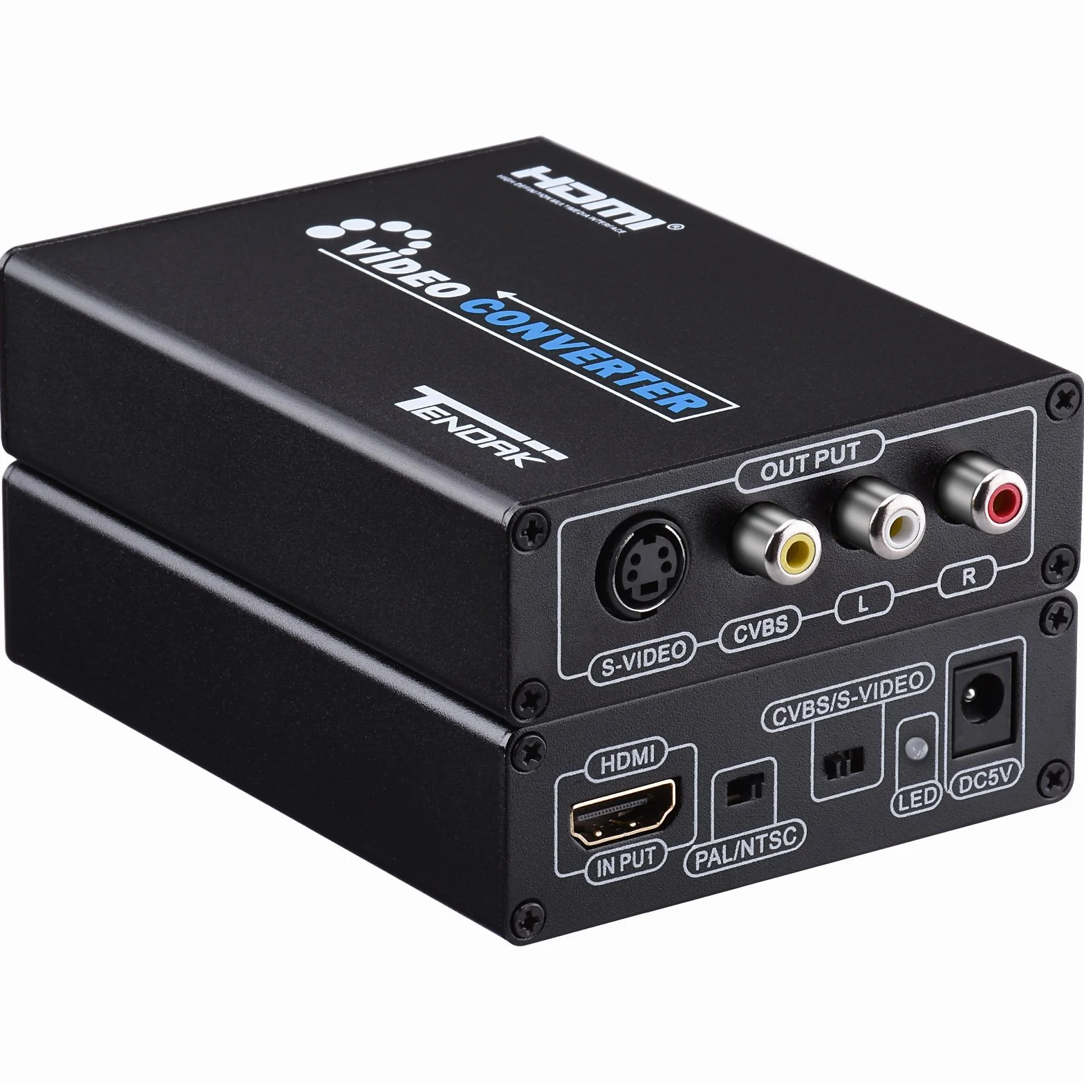 Tendak Adapter HDMI na S-Video AV RCA Composite R/L Video Converter Audio Kompatybilny 720p/1080p z RCA/S-Video Kabel do PC Laptop Xbox PS3 TV STB VHS VCR Kamera Blu-Ray DVD (HDMI na Composite)