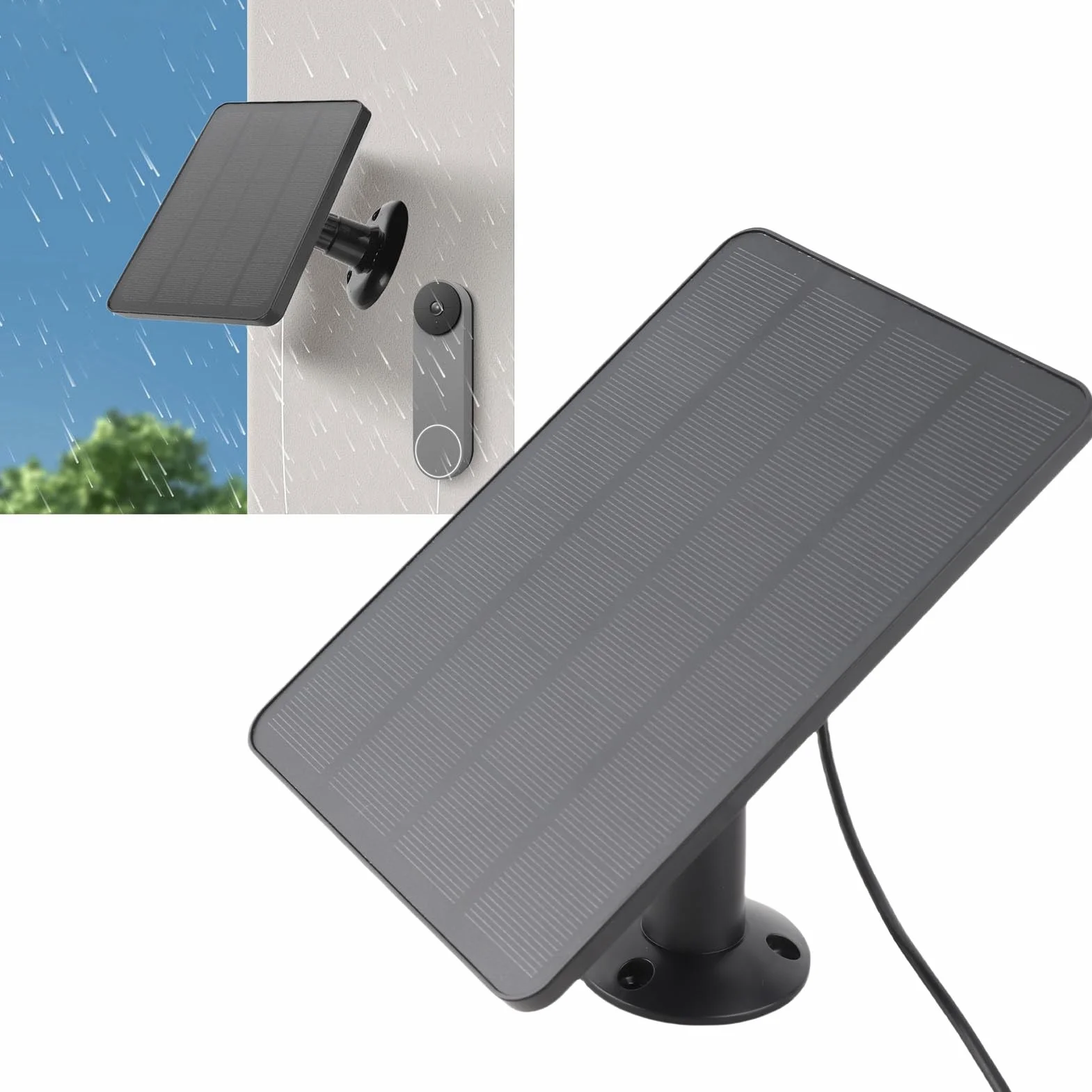 Panel słoneczny 10 W do kamery Ring Spotlight, przenośny, mały panel słoneczny IP65 do kamery Stick up Cam akumulator (CSP4W-DC-B)