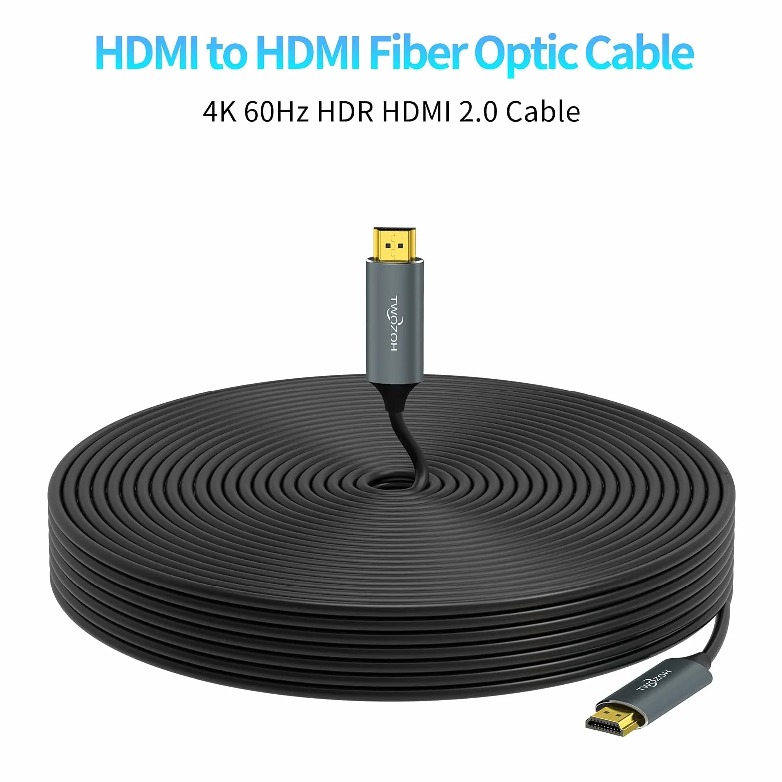 Twozoh Kabel HDMI światłowodowy 50M, 4K włókno HDMI na HDMI kabel 4K / 60 Hz (4: 4 HDR10 HDCP2.2) 1440p 144Hz 18Gb/s szybki przewód HDMI z włókna UHD