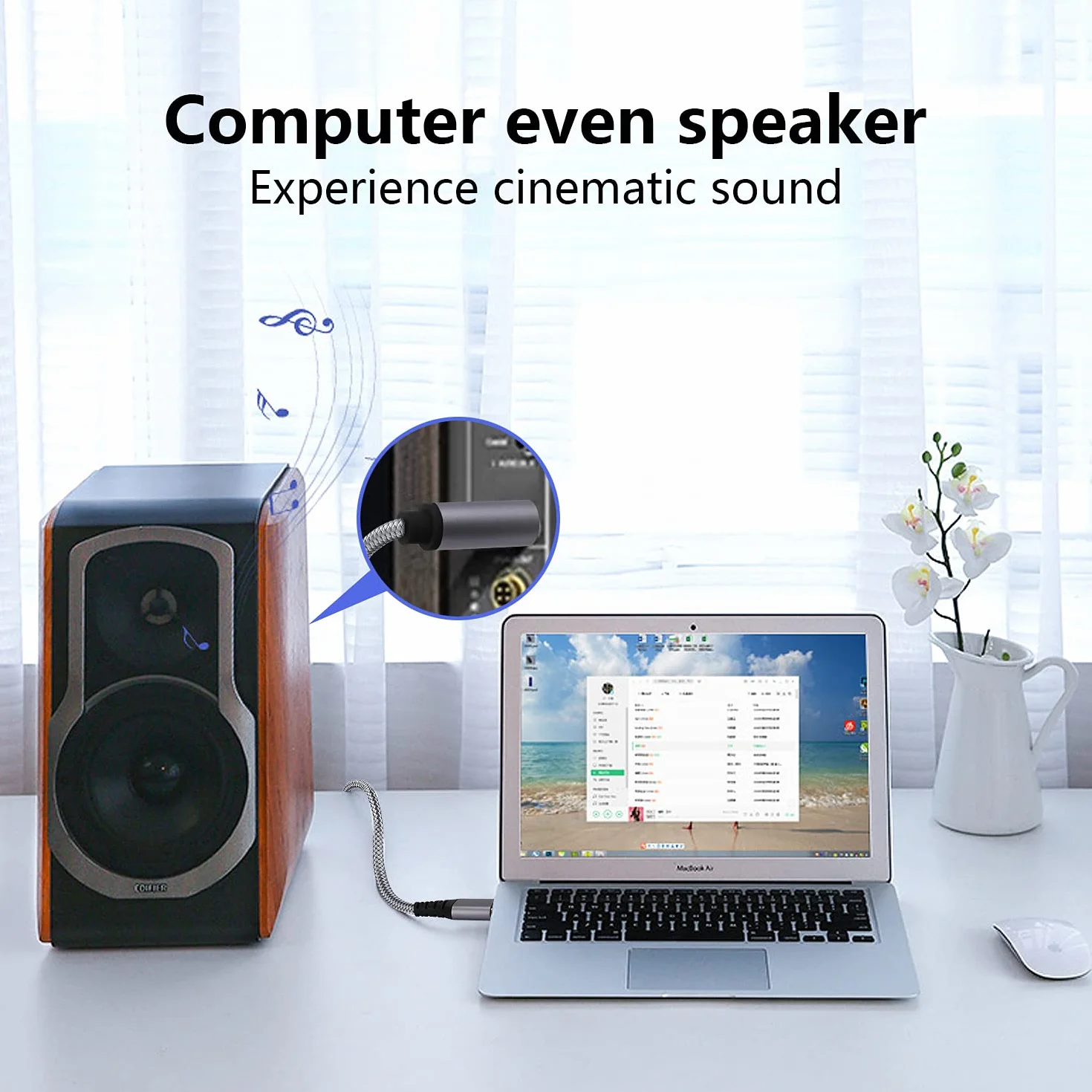 Kabel audio stereo TRS 6,6 FT USB na 1/4 męski, adapter audio USB na 6,35 mm kompatybilny z laptopem, Windows lub PC, wzmacniaczem, głośnikiem, słuchawkami. Uwaga: nie dotyczy nagrywania, ciężarówki