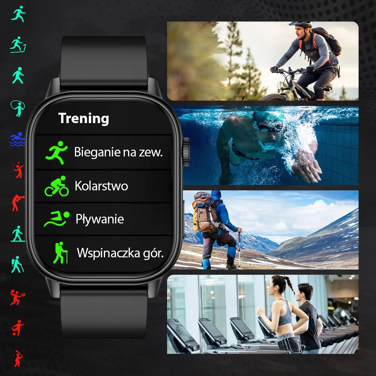 Smartwatch Damski Zegarek - GPS Sport Wodoodporny Rozmowy SMS - Menu PL