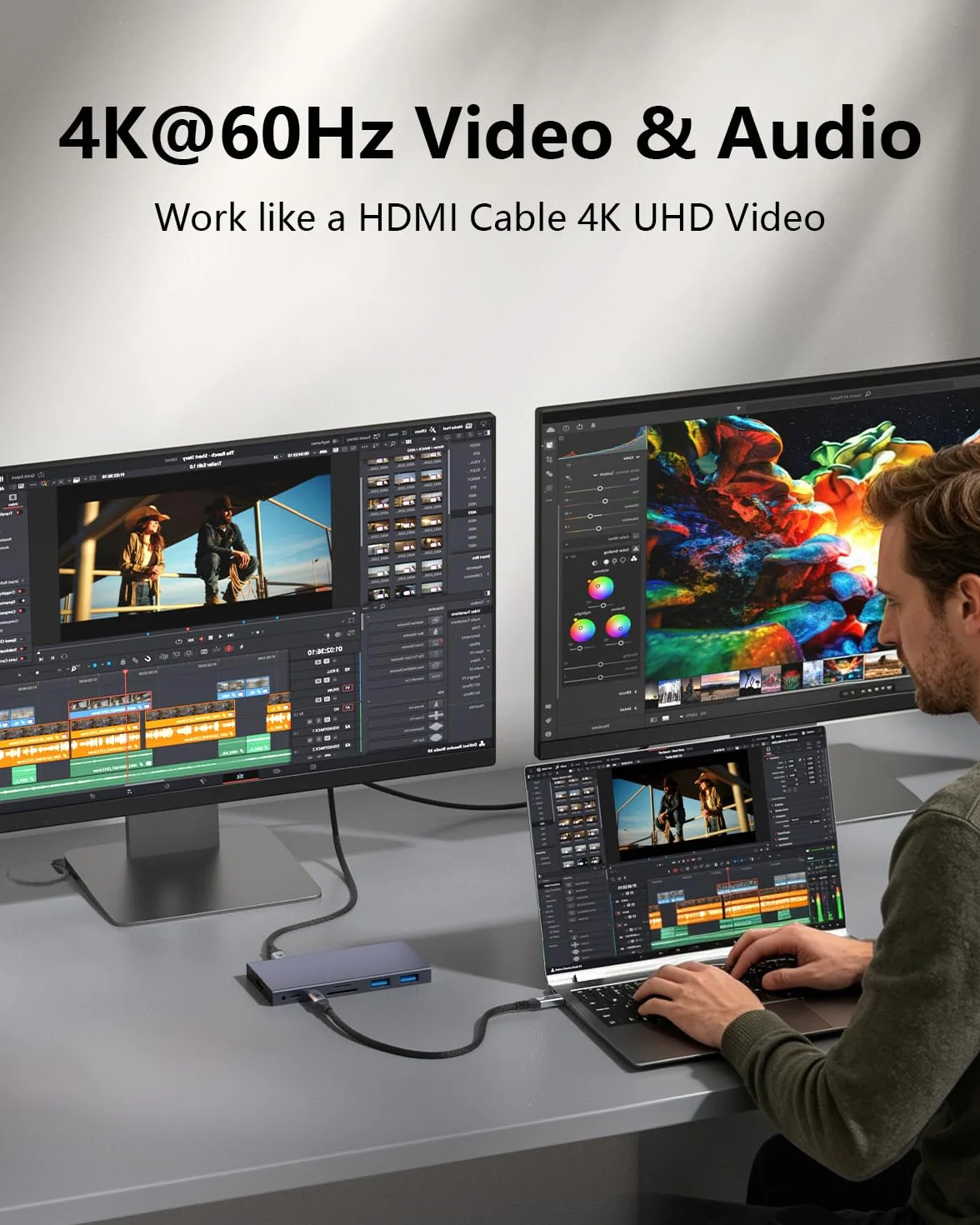 Długi kabel USB C, 10 m, USB-C transfer danych 5 Gb/s, typ C 60 W, szybkie ładowanie, 4K 60 Hz, transfer wideo do monitora, laptopa, koncentratora, SSD, wyświetlacza. Stacja dokująca