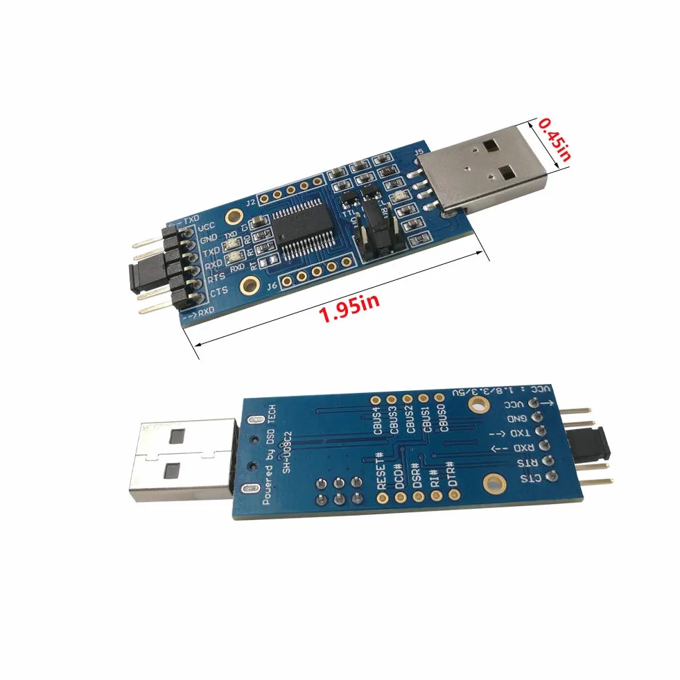DSD TECH SH-U09C2 Adapter USB na TTL Wbudowany układ scalony FTDI FT232RL do debugowania i programowania