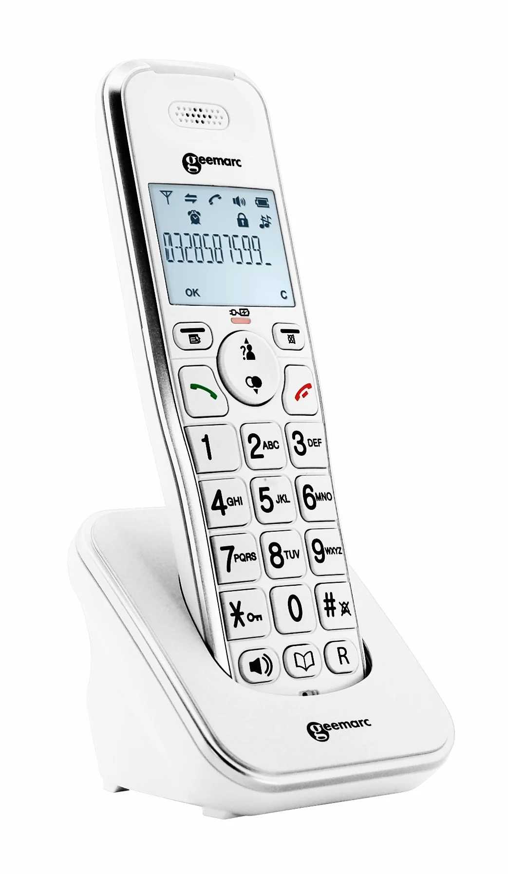 Geemarc Pakiet dla seniorów - wzmocniony telefon stacjonarny i dodatkowe słuchawki z automatyczną sekretarką i dużymi przyciskami do zdjęć seniorów - niski lub średni ubytek słuchu - wersja PL