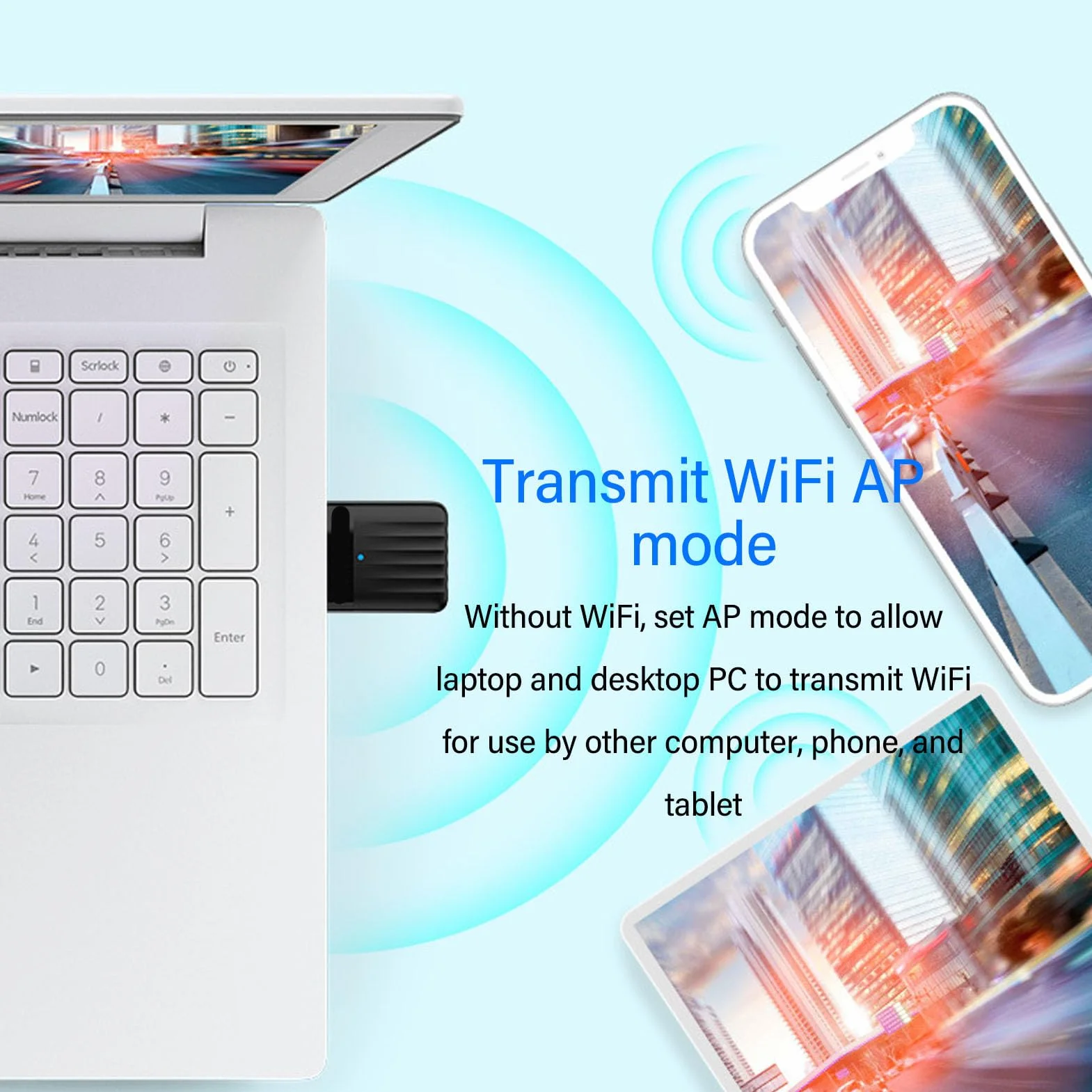 Karta Sieciowa USB WiFi Dwuzakresowa 2,4G/5,8G 650Mbps Odbiornik Nadajnik