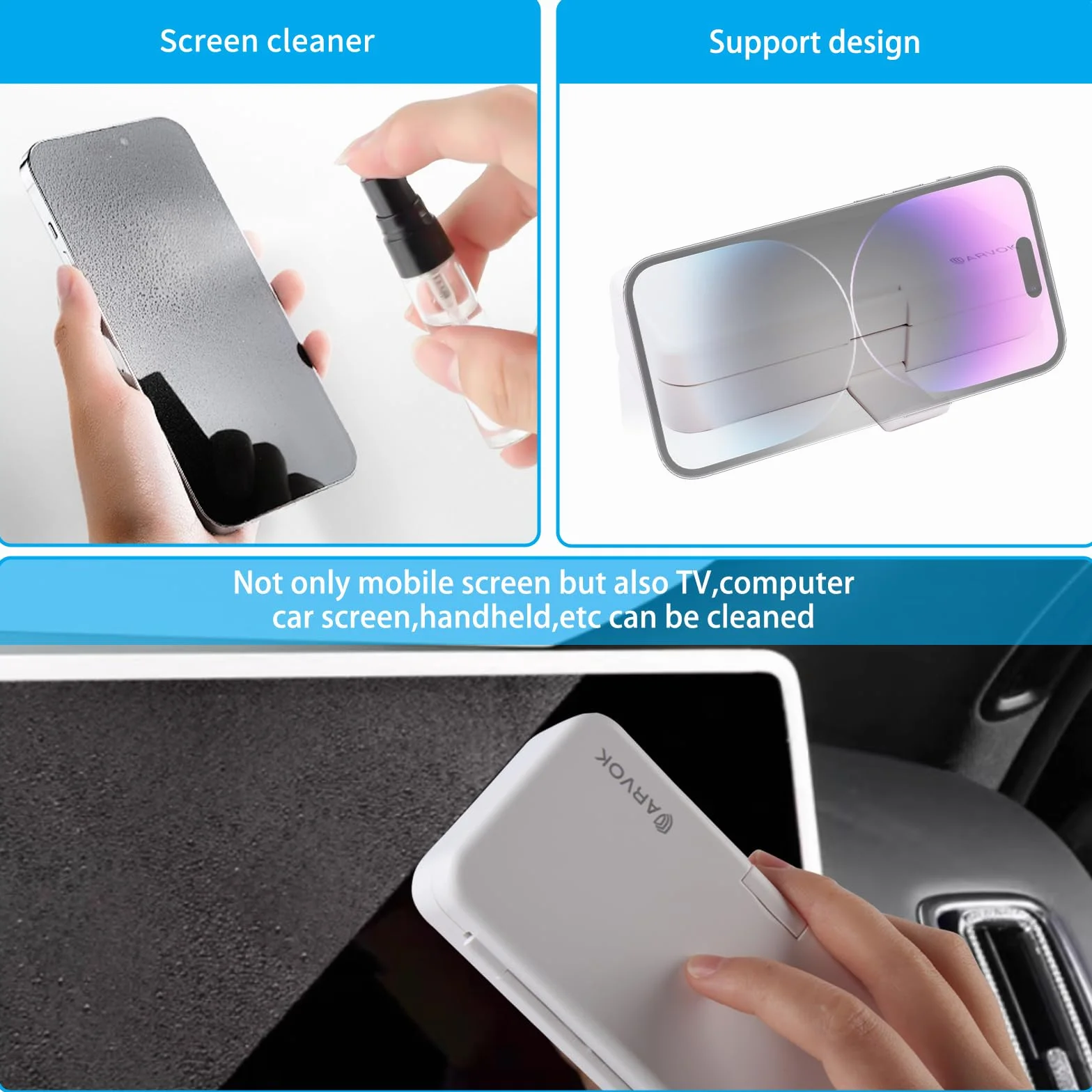 ARVOK 19 w 1 zestaw do czyszczenia klawiatury, przenośny środek do czyszczenia komputerów, czyszczenia ekranu, zestaw do czyszczenia Airpods/tablet/komputera/komputera/telewizora/obiektywu aparatu