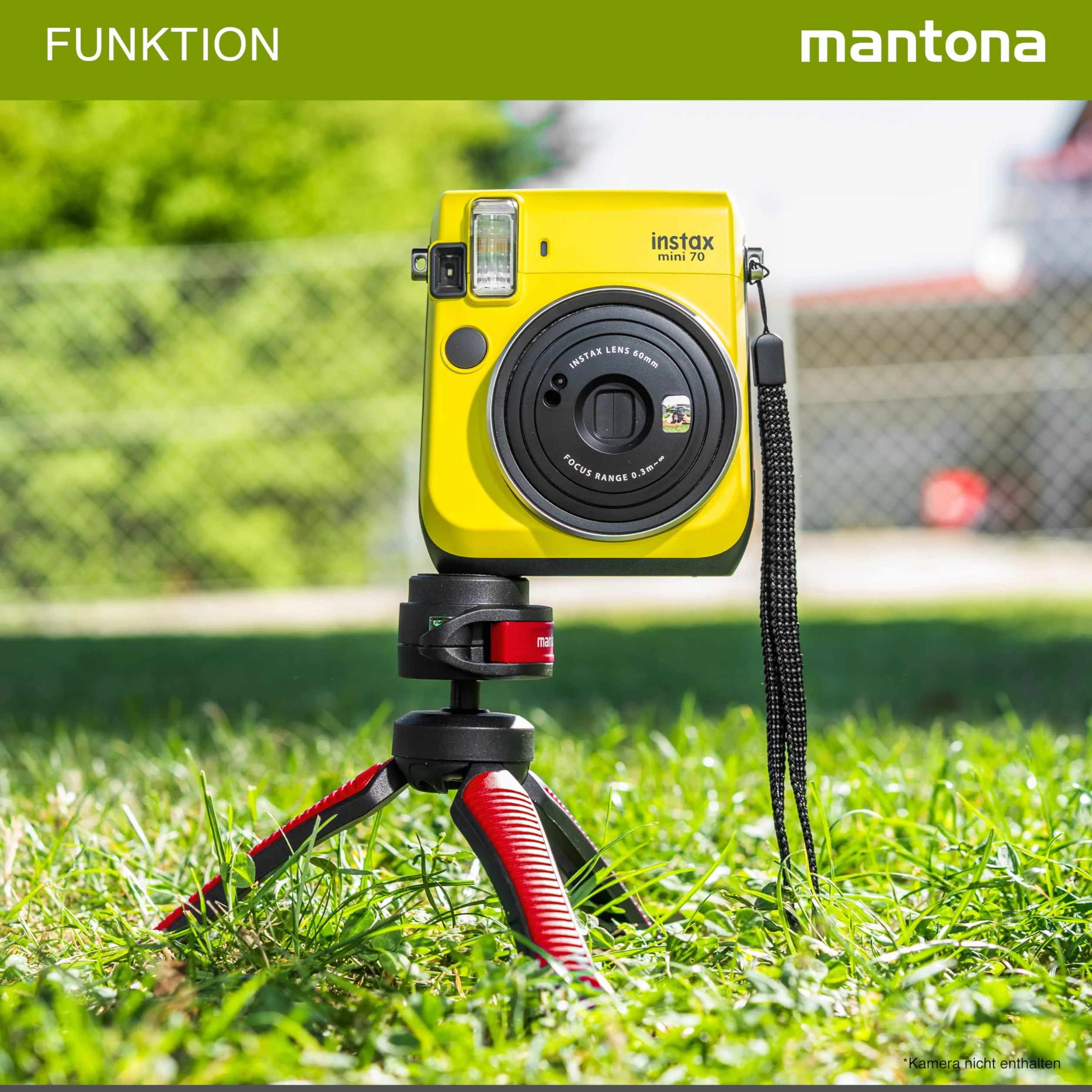 Mantona Kaleido Mini statyw z głowicą kulową 1/4 cala poziomica Chlafe Sundown Red