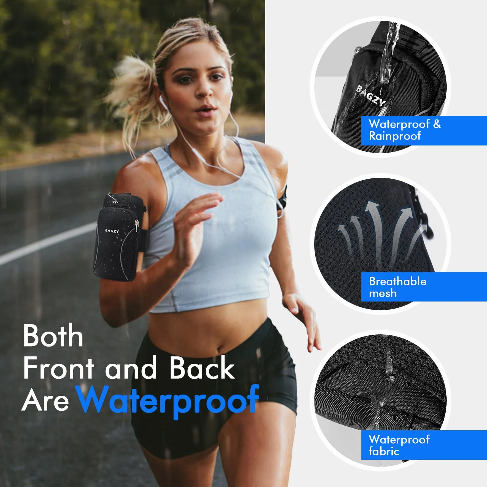 BAGZY Sportowa Nerka na Telefon do Biegania, 7,0 Cala Nerka na Ramię do Smartfona, Futerał na Telefon, Akcesoria do Fitnessu, Biegania, Jogi dla iPhone 15 Pro/14 Pro Max