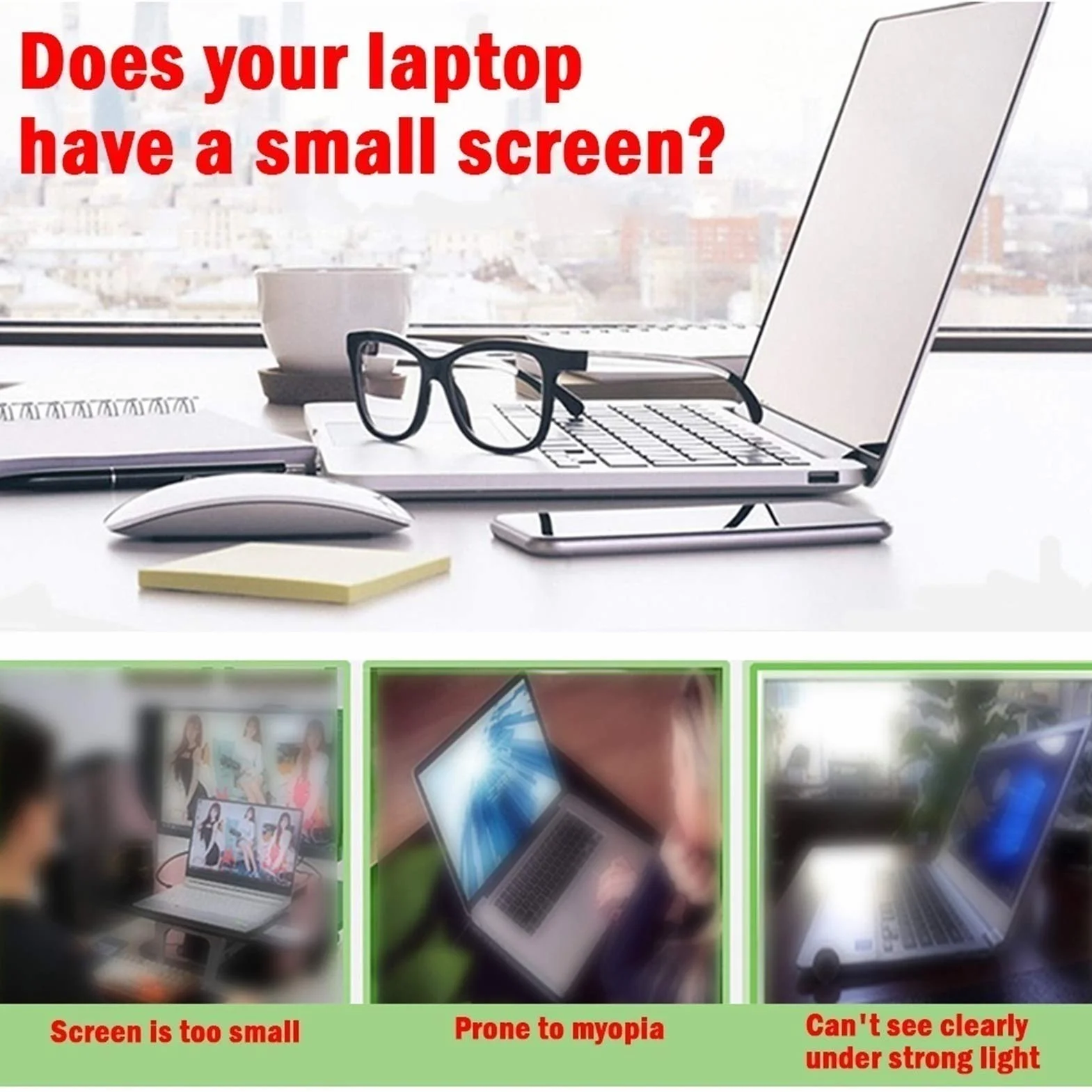 21-calowy uchwyt ochronny z filtrem światła niebieskiego, soczewka powiększająca do laptopa 3x, idealny dla osób starszych, rodzin i seniorów(White)