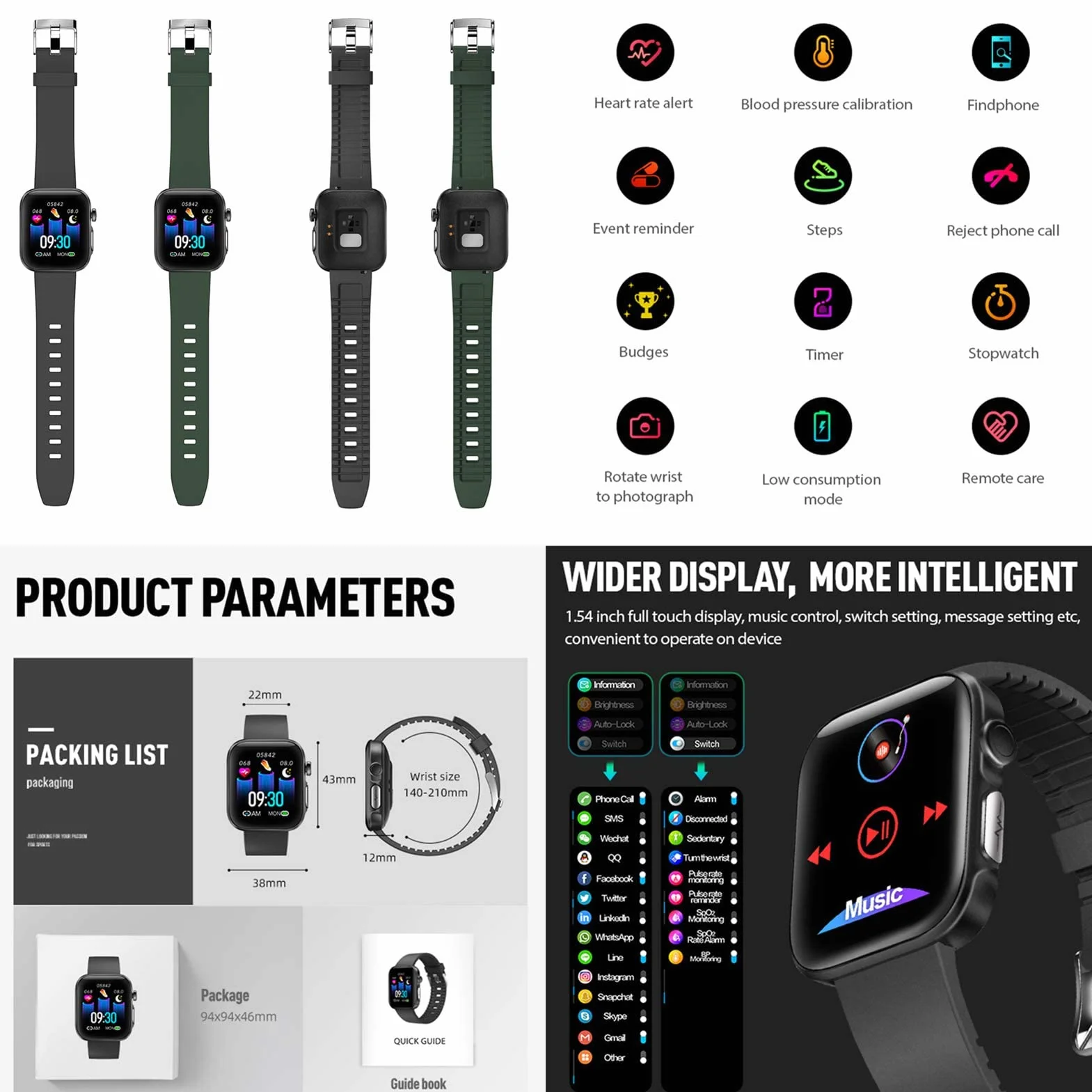 Inteligentny zegarek na telefony z systemem Android i iOS Inteligentne zegarki dla mężczyzn Inteligentny zegarek z monitorem tętna i ciśnienia krwi Zegarek fitness Wodoodporny Rejestrator snu