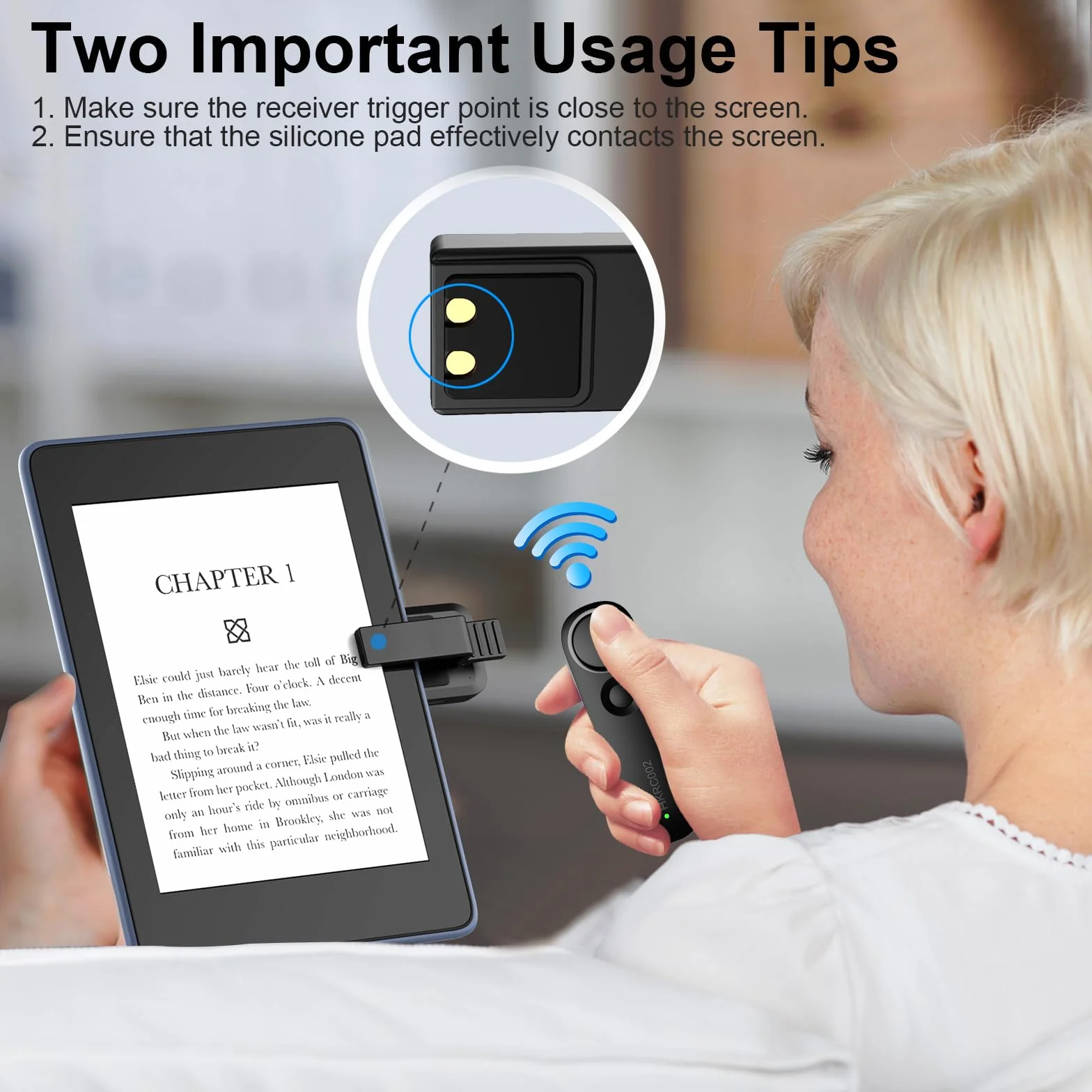 Sterowanie RF Przewracanie Stron dla Kindles, kontroler e-czytnika dla iPad iPhone Android-Phone/tablet, czytanie e-booków, powieści komiksowych, Akcesoria do Kindle, Czarny
