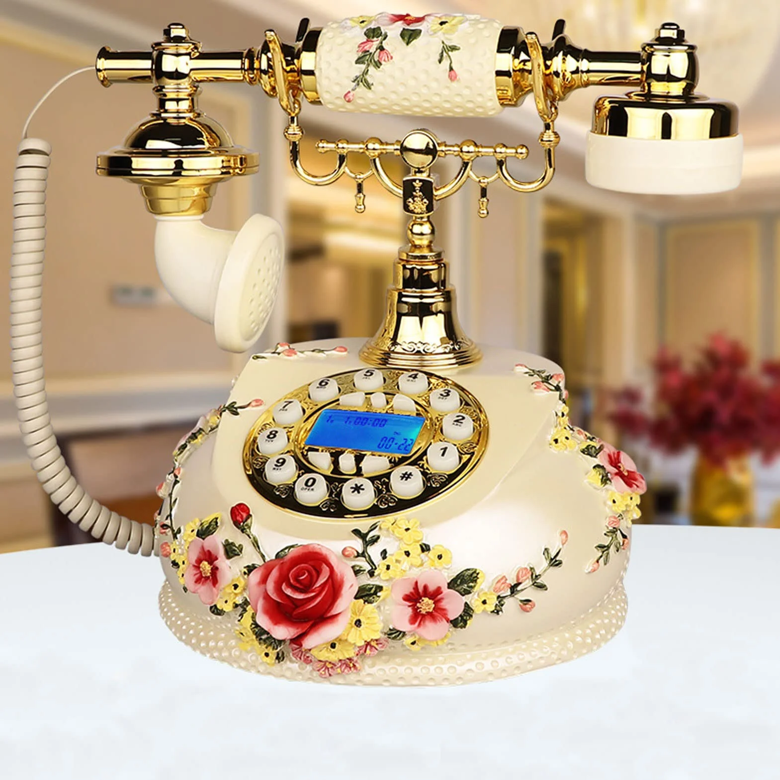 Retro Staromodny Telefon Stacjonarny Z Wyświetlaczem Lcd I Funkcją Ponownego Wybierania Numeru, Klasyczny Telefon Stacjonarny Do Domu, Hotelu, Biura, Wystroju Domu