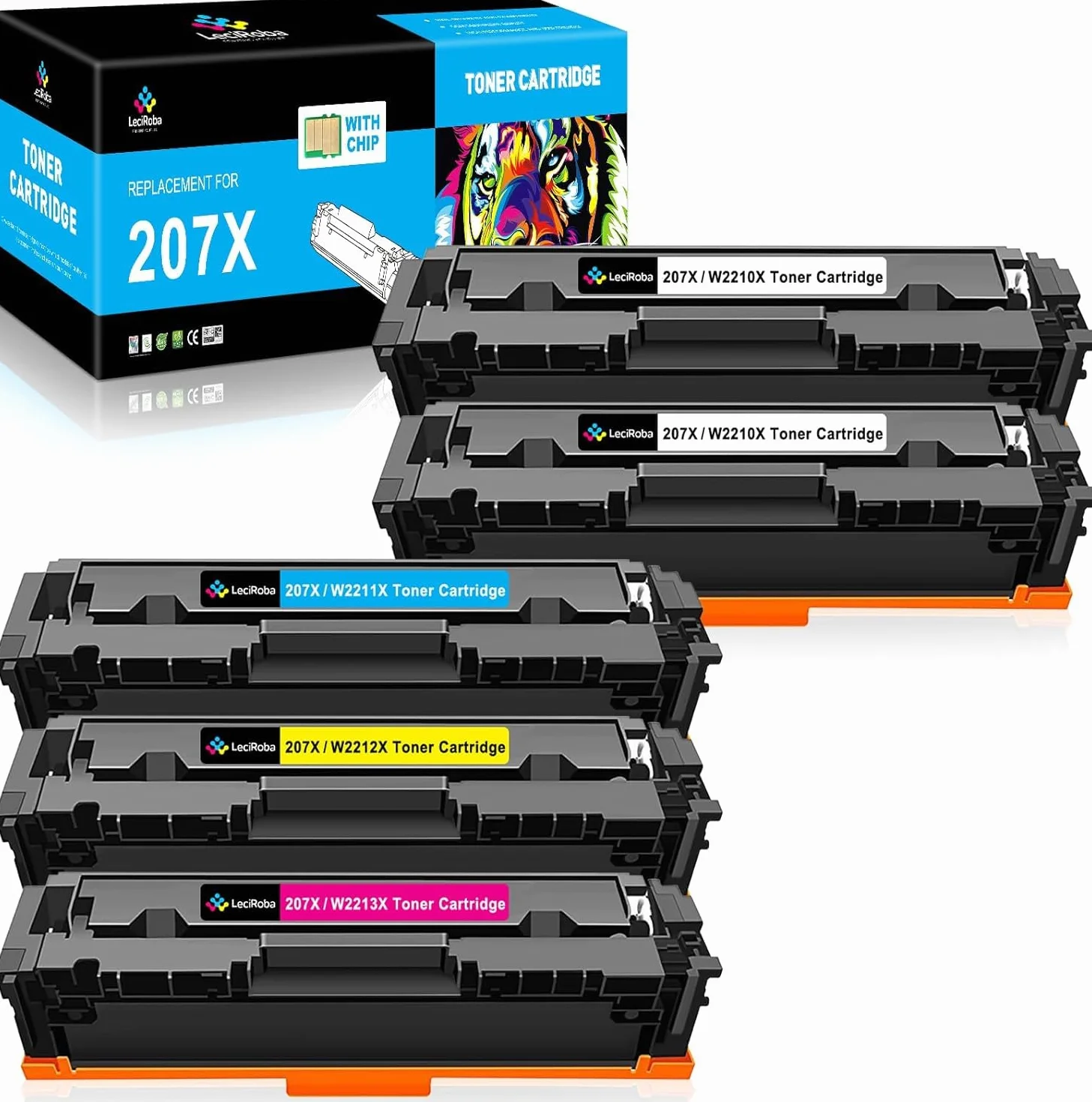 LeciRoba 207X (z chipem) do HP W2210X W2211X W2212X W2213X W2210A W2211A W2212A W2213A 207X 207A Toner do HP Color LaserJet Pro MFP M283fdw MFP M283fdn MFP M283fdn MFP MP 282nw M255dw M255nw drukarka