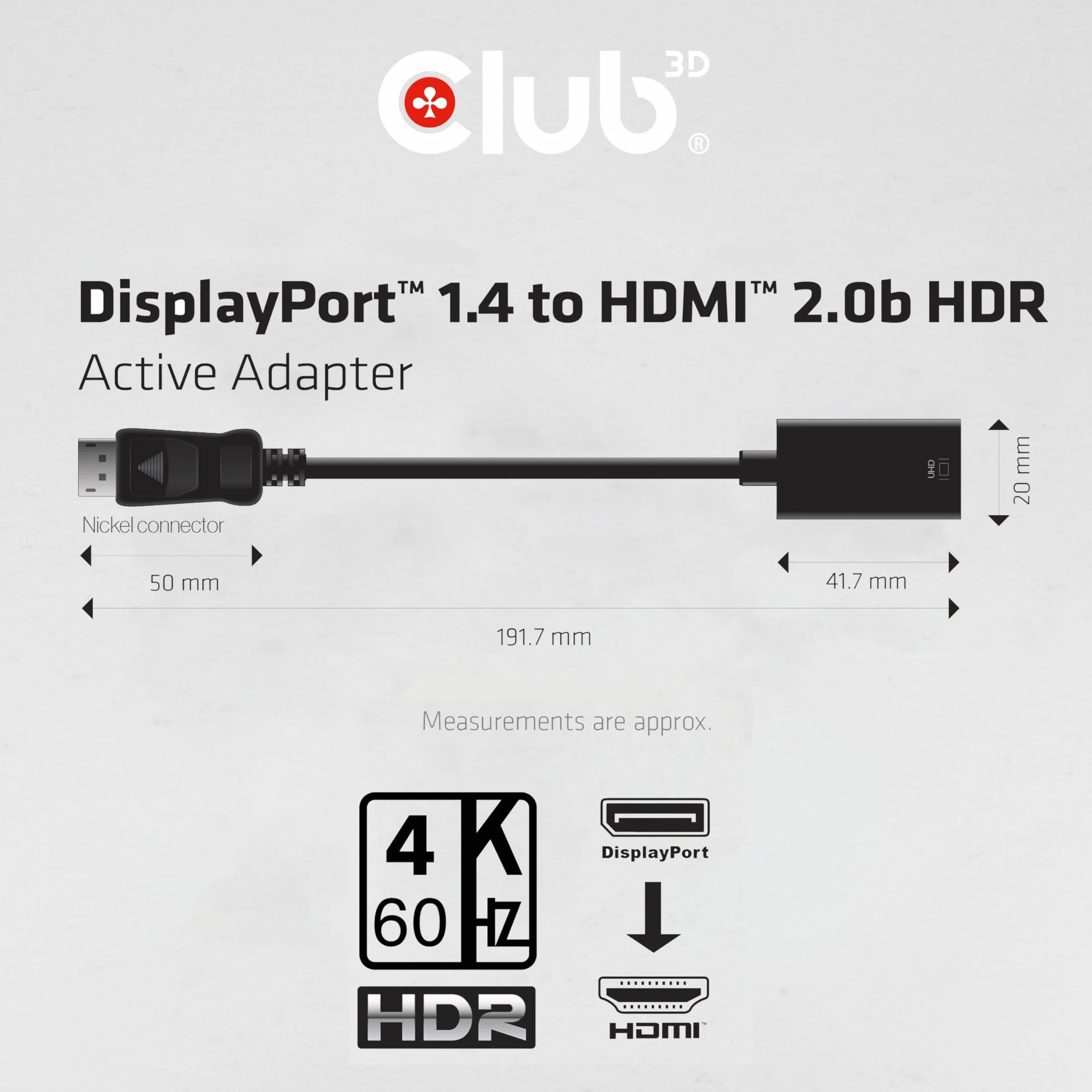 Club 3D CAC-1080 DisplayPort 1.4 na HDMI 2.0a HDR aktywny czarny