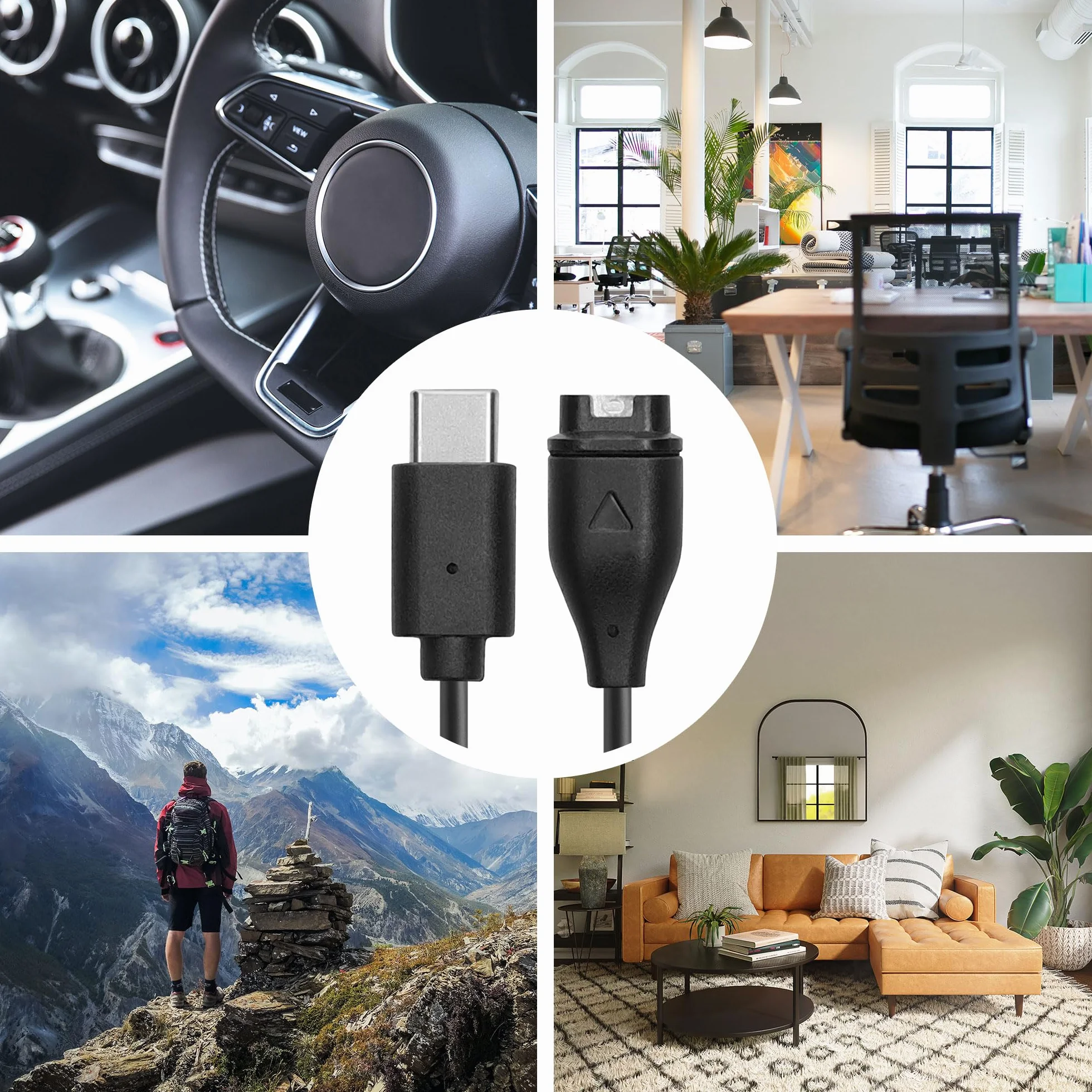 kwmobile Ładowarka kompatybilna z Garmin Swim 2 / Tactix7 / Enduro/Epix 2 / Epix Pro - kabel USB-C do ładowania smartwatcha - czarna
