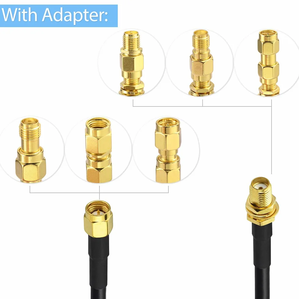 Superbat Kabel koncentryczny SMA męski na żeński RG58 3 m zestaw adaptera RF