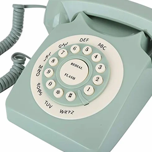 EBTOOLS Retro, Vintage Telefon Stały Telefon Stacjonarny Vintage Telefon Stały Przewodowy Telefon Retro Klawisze Dekoracja Biuro Domu Zielony