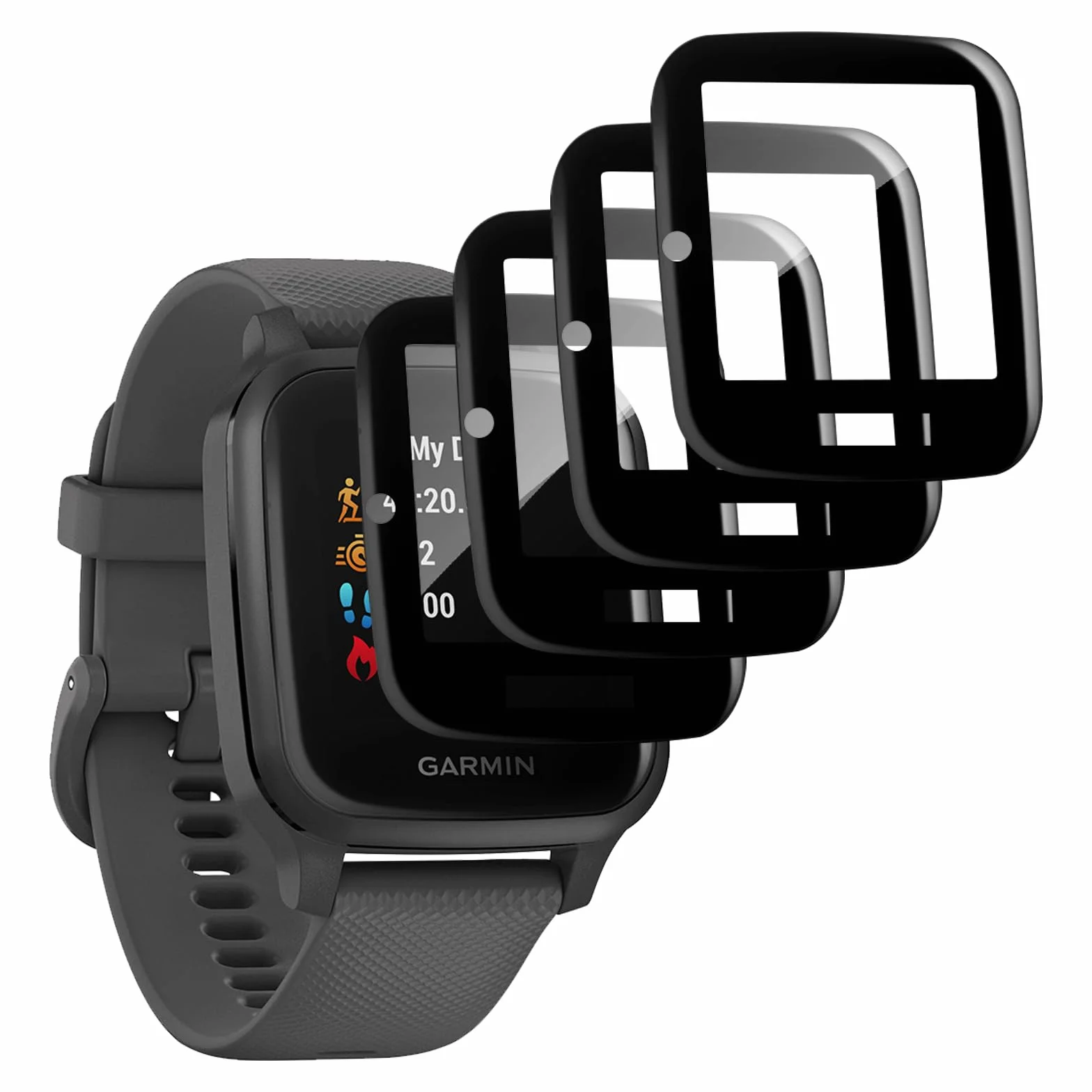 QZYF [4 sztuki] Folia ochronna do Garmin Venu Sq/Garmin Venu Sq Music, bez pęcherzyków powietrza, odporna na zarysowania, zakrzywiona 3D, ochrona wyświetlacza HD, do Garmin Venu Sq / Garmin Venu Sq