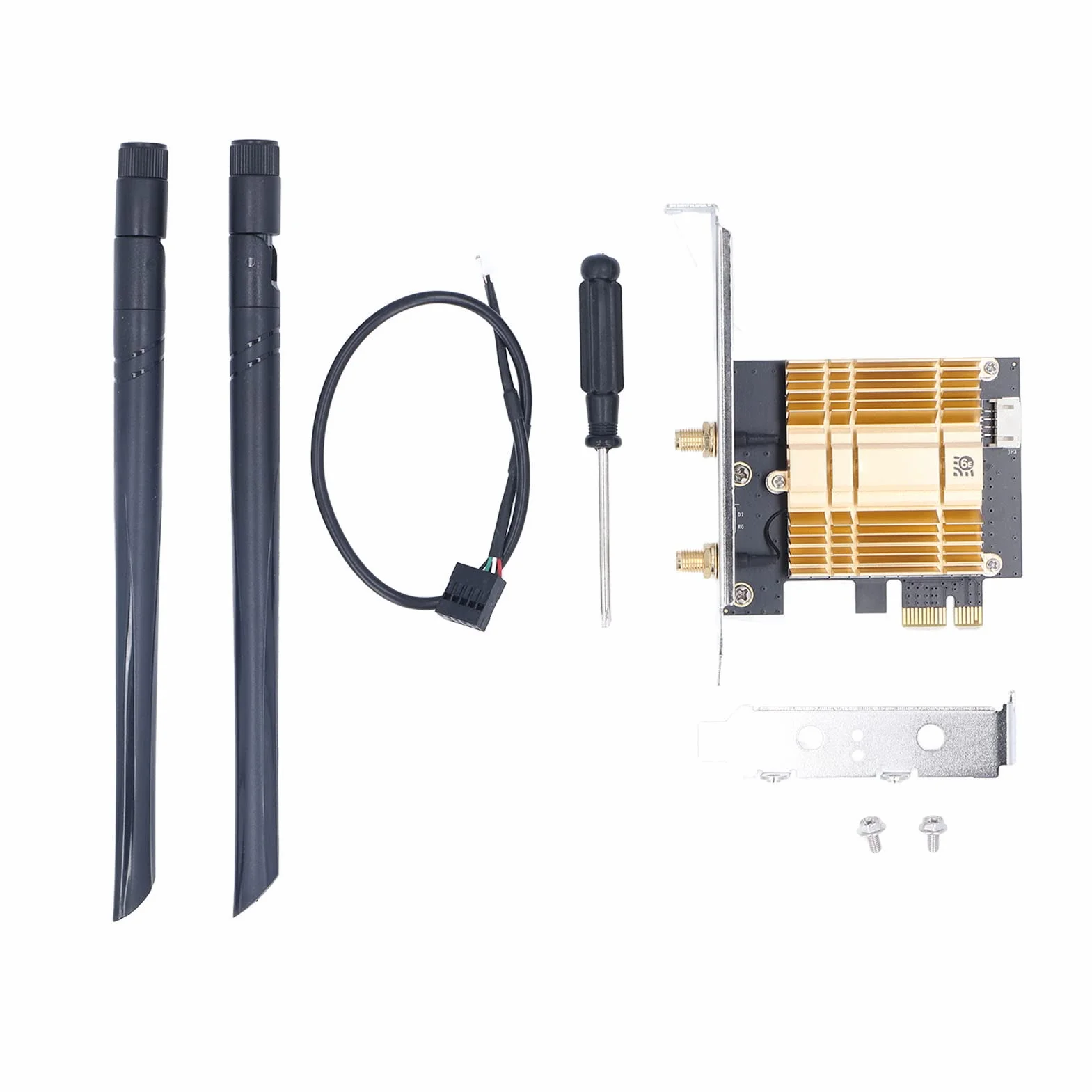 Adapter Bezprzewodowy PCI E Wysokowydajny Układ AX210 Karta WiFi 6E Dalekiego Zasięgu 6 GHz dla Systemu 11/10, Anteny 2x6dBi