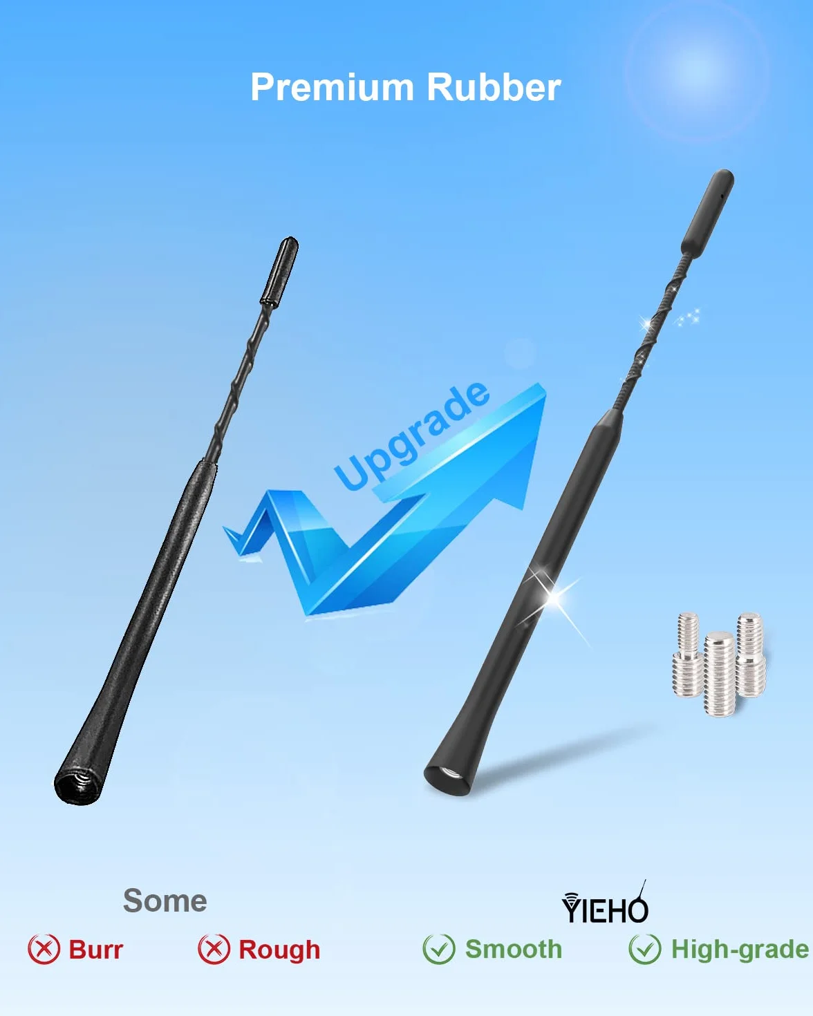 YIEHO Potężna antena samochodowa - uniwersalna antena samochodowa do wszystkich modeli samochodów - antena radiowa samochodowa z wysokiej jakości odbiorem Dab FM - Antena dachowa samochodowa 24,5 cm