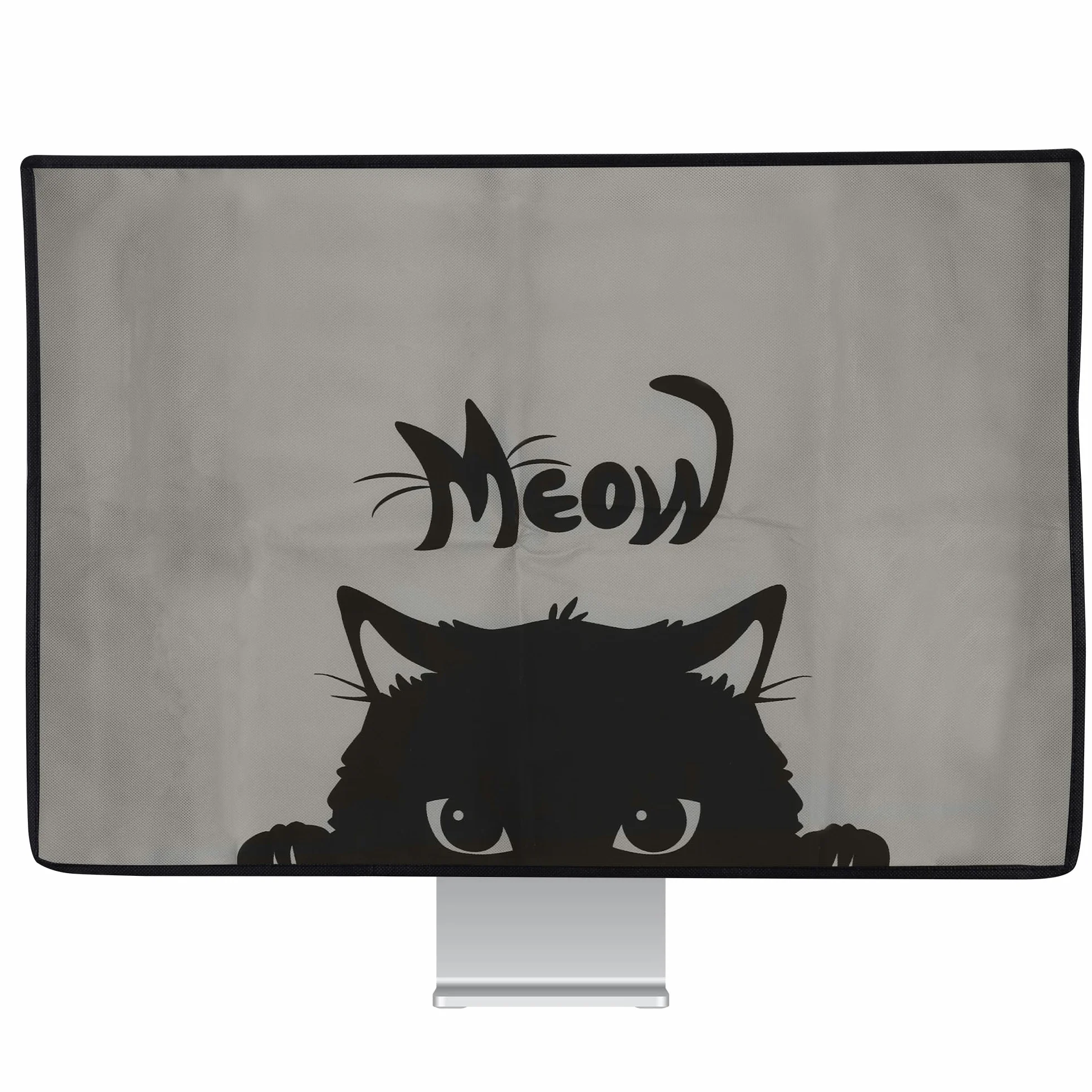 kwmobile Pokrowiec na monitor komputerowy kompatybilny z monitorami 31-32", Meow Cat szary/czarny
