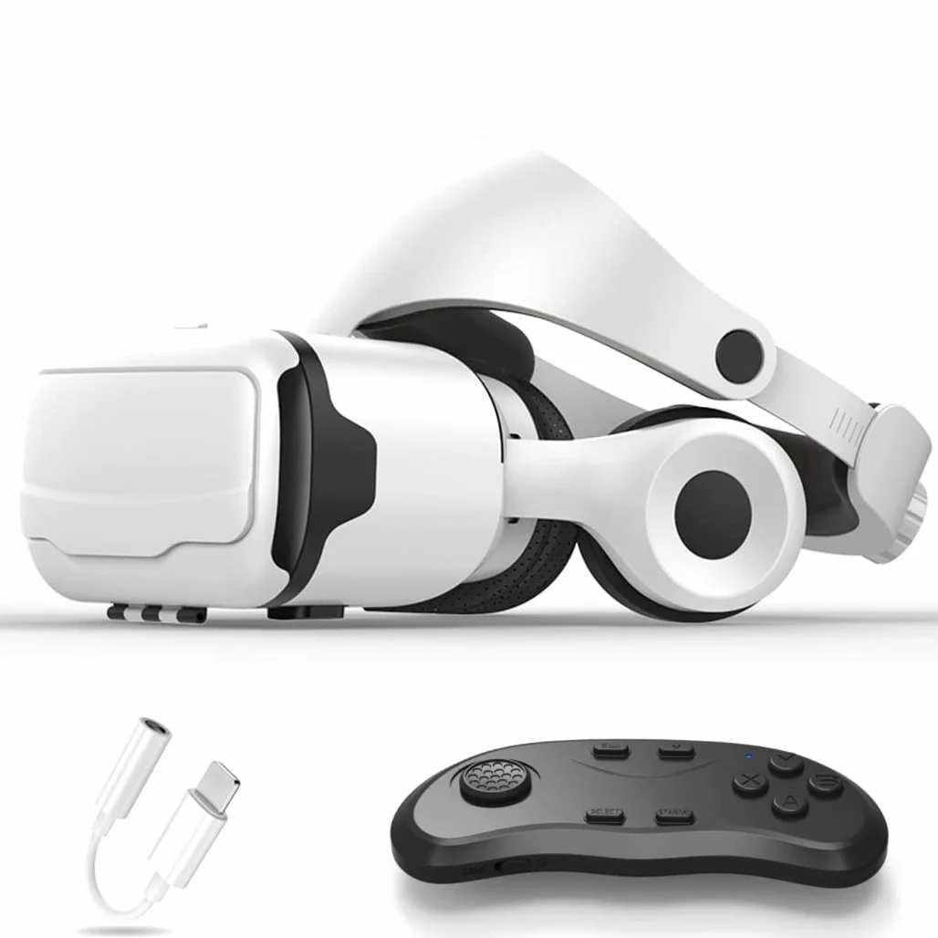 Okulary VR, zestaw słuchawkowy do wirtualnej rzeczywistości, zestawy słuchawkowe VR obsługują system Android i iOS, połączenie Bluetooth do iPhone'a 13 Pro Max/13 Pro/13/12/11, do Samsung