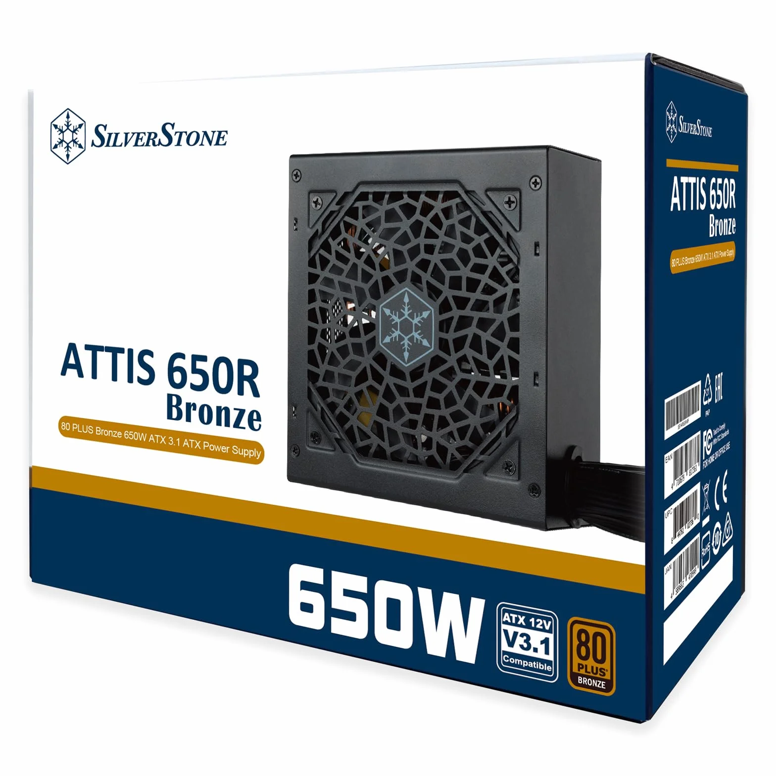 SilverStone Technology ATTIS 650R brąz, 80 Plus brąz ATX-3,1 ATX zasilacz 650 W, SST-AT650R-BF