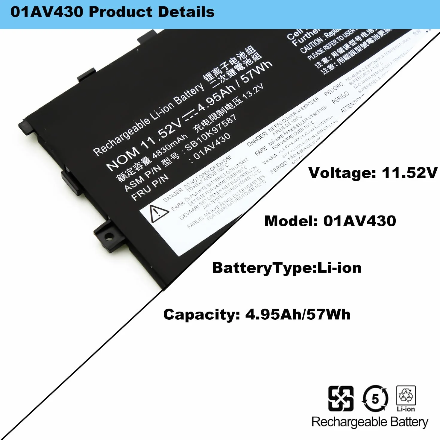 BLESYS 57Wh 01AV430 01AV494 Bateria do Lenovo Thinkpad X1 Carbon G6, 5th 6th Gen 2017 2018 seria 01AV429 SB10K97586