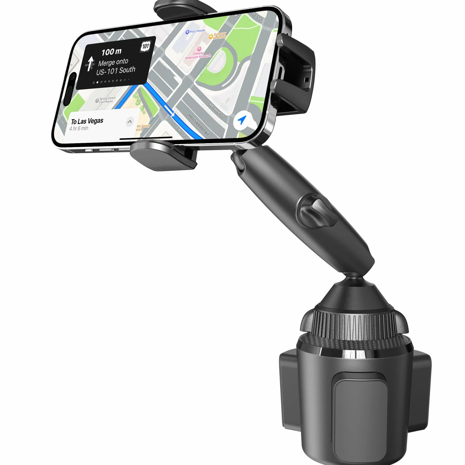 APPS2Car Uchwyt na telefon do samochodu, regulowany długi uchwyt na kubek i telefon, kołyska samochodowa na iPhone Samsung