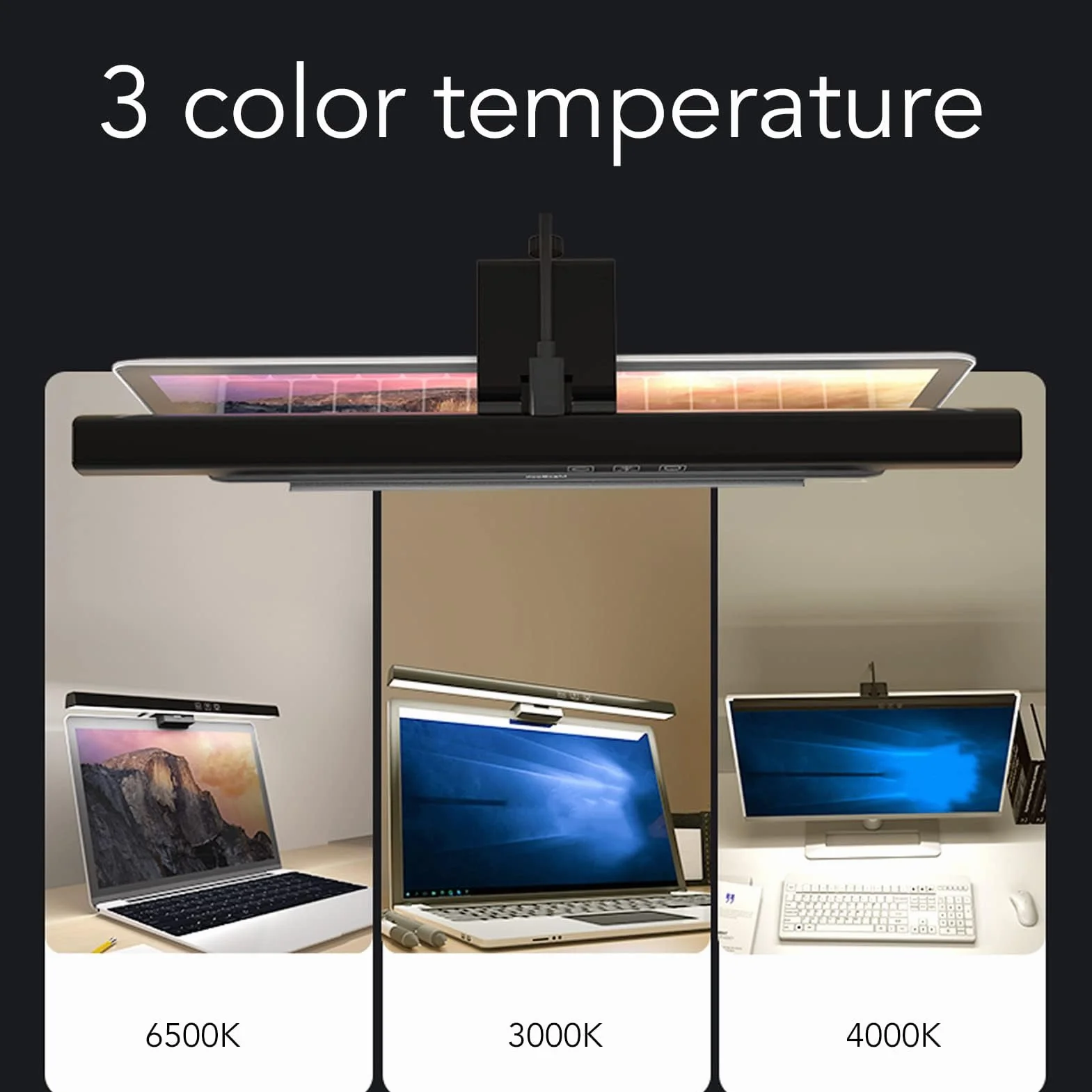 Pasek świetlny Monitora Sterowanie Dotykowe USB C, 3 Tryby Kolorów, Odliczanie Czasu, Lampa na PC Office