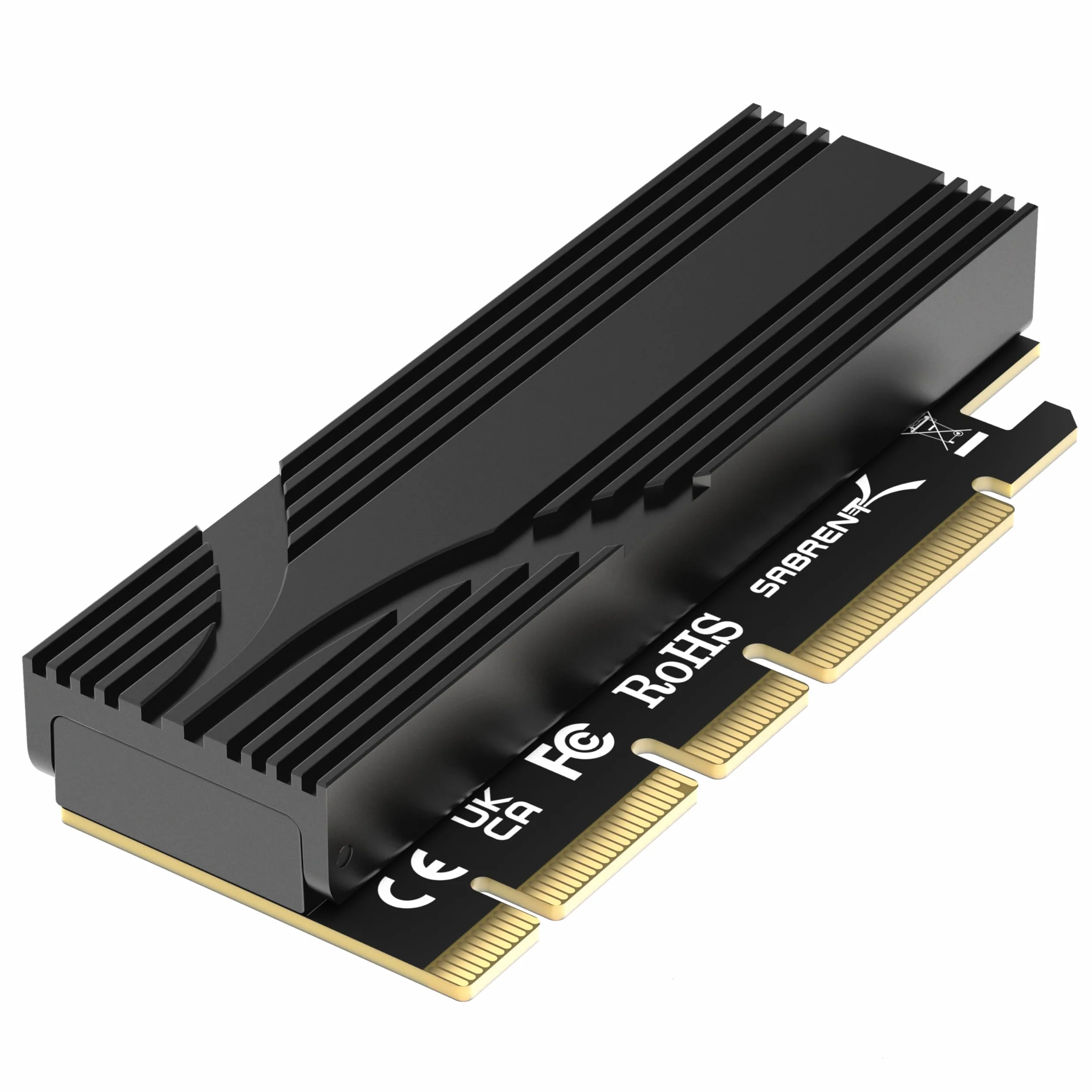 SABRENT M.2 NVMe do PCIe x16 adapter do Gen5 SSD, PCIe 5.0, beznarzędziowa karta dodatkowa z aluminiowym radiatorem (EC-TFPE)