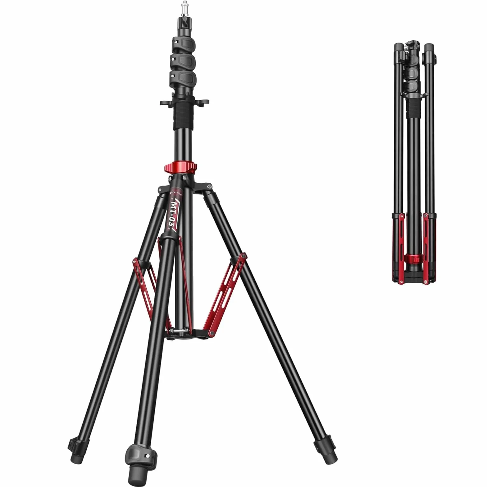 FreeSea Fotografia ze stojakiem świetlnym – 3,6 cm ponadwymiarowy stojak o dużej wytrzymałości, konstrukcja ze stopu aluminium, wysoki statyw 269 cm z klapką i sprężyną gazową, mieści softboxy/światła
