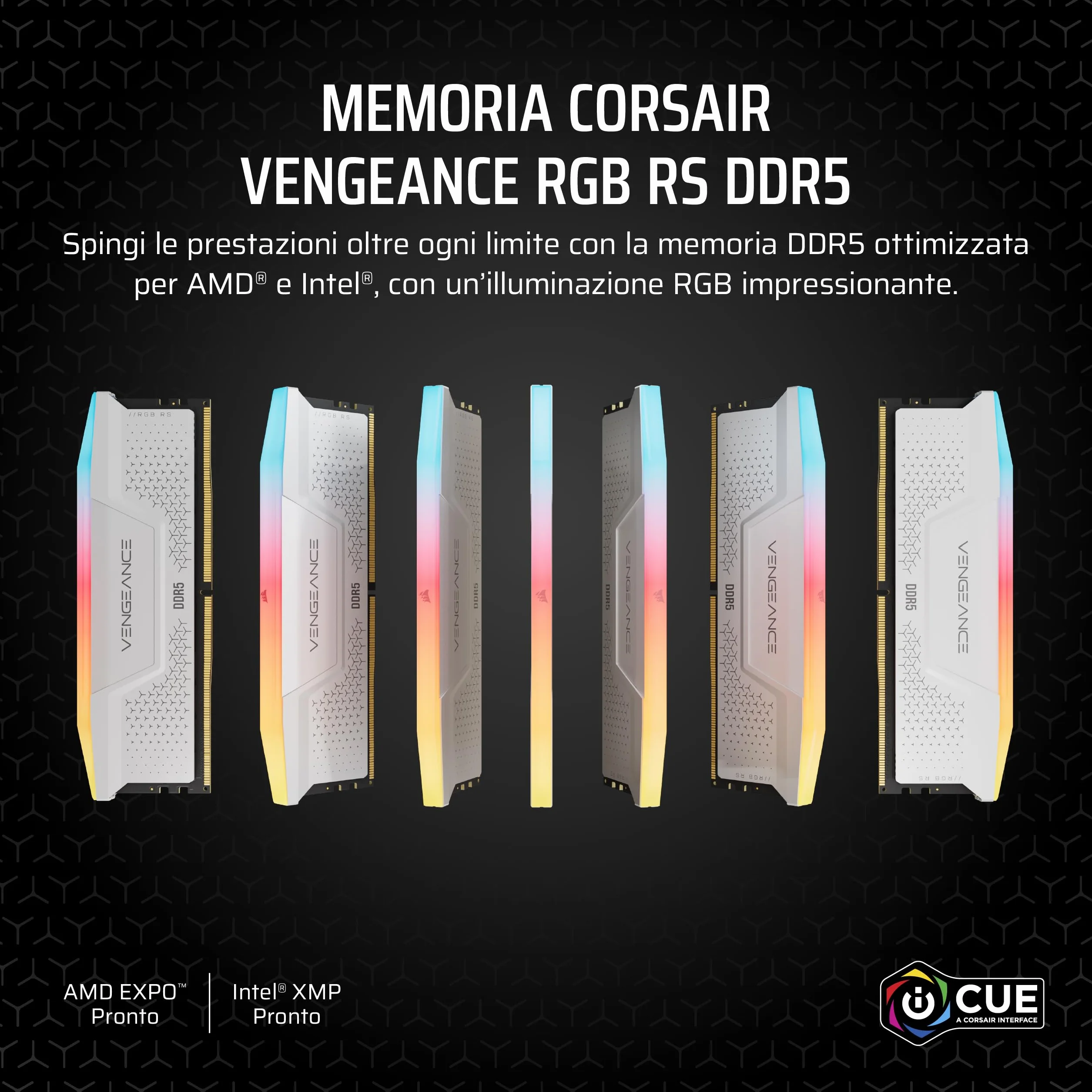 CORSAIR VENGEANCE RGB RS DDR5 16 GB (2 x 8 GB) do 5600 MHz AMD INTEL RAM | Pamięć do gier stacjonarnych, kompatybilna z AMD EXPO i Intel XMP 3.0, CL40, biała, CMG16GX5M2B5600Z40W