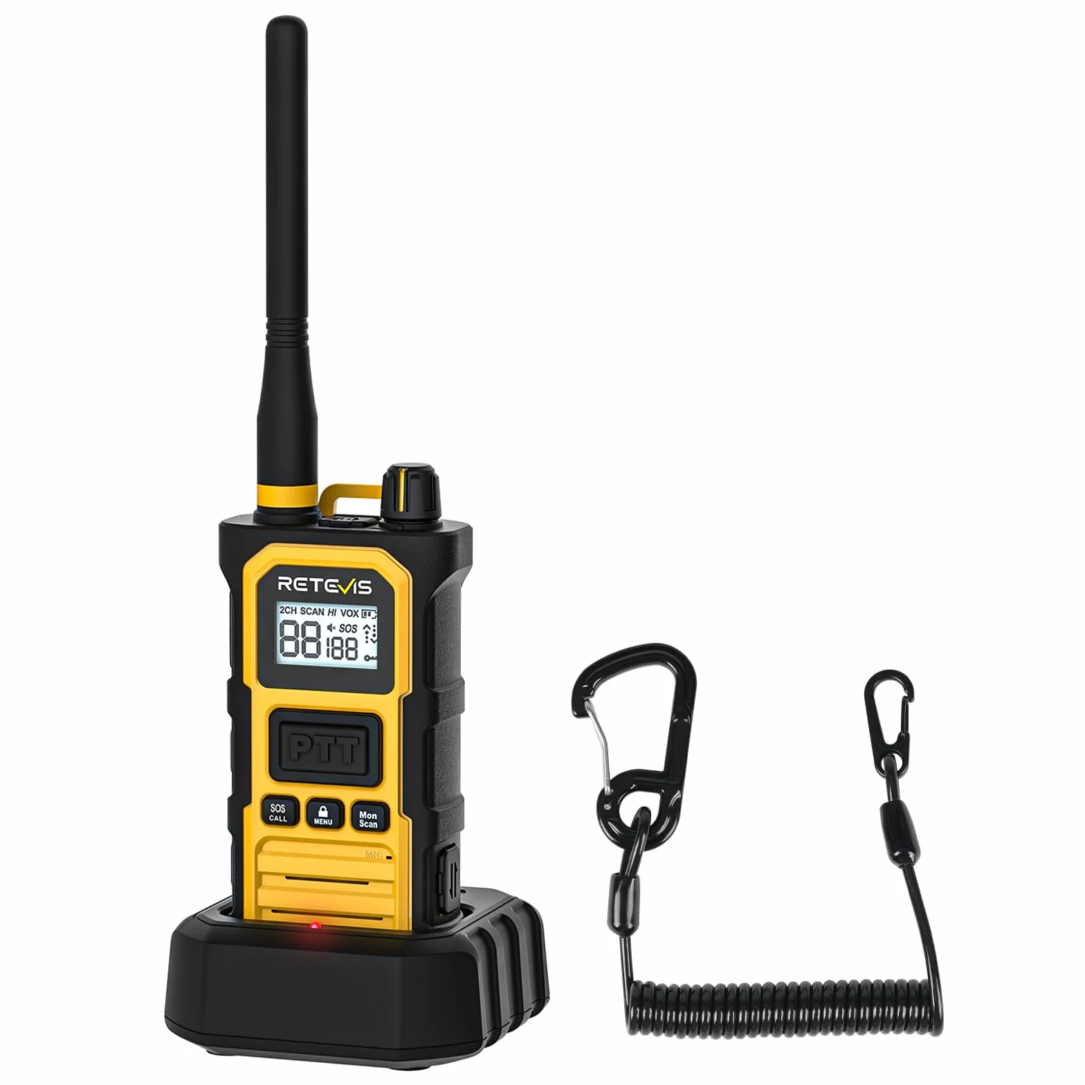 Retevis RB648 Pro Walkie Talkie, Wodoodporny IP67, 2800 mAh, Inteligentny Dźwięk, Profesjonalny Radiotelefon Dwukierunkowy o Dużym Zasięgu do Placów Budowy i Transportu Towarów (1 Szt. Żółty)