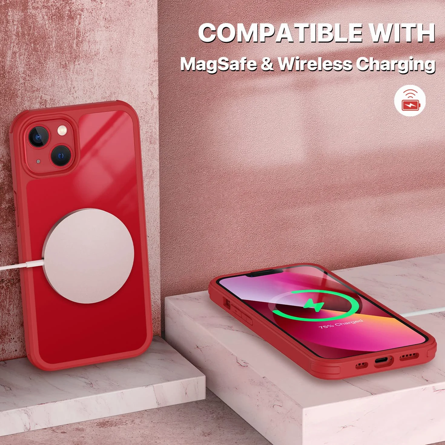CENHUFO Etui ochronne do iPhone 13 Mini, etui ochronne 360 stopni z wbudowanym szkłem pancernym 9H, ochrona wyświetlacza i ochrona aparatu, odporne na uderzenia, etui typu bumper, etui na telefon