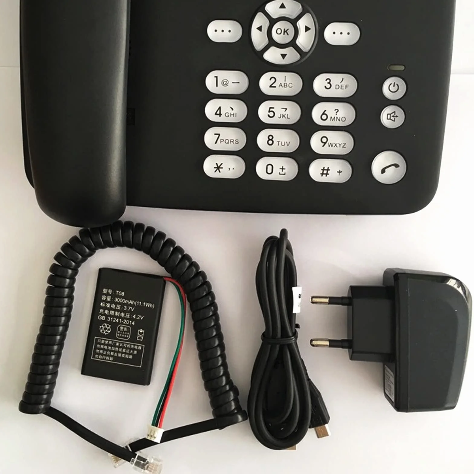 IBOWZ Czteropasmowy telefon stacjonarny gsm klasyczny telefon biurkowy, bezprzewodowa karta SIM telefon komórkowy gsm klasyczny stół, głośny dzwonek, widok identyfikatora dzwoniącego, do domowego
