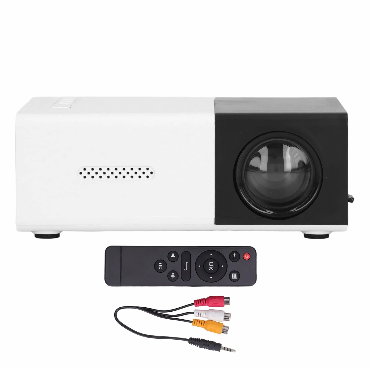 Mini Projektor Wbudowane Głośniki Obraz z Odbiciem Rozproszonym Czarny 1080P Przenośny Projektor Filmowy 100–240 V, Projektor Filmowy do Kina Domowego na świeżym Powietrzu,