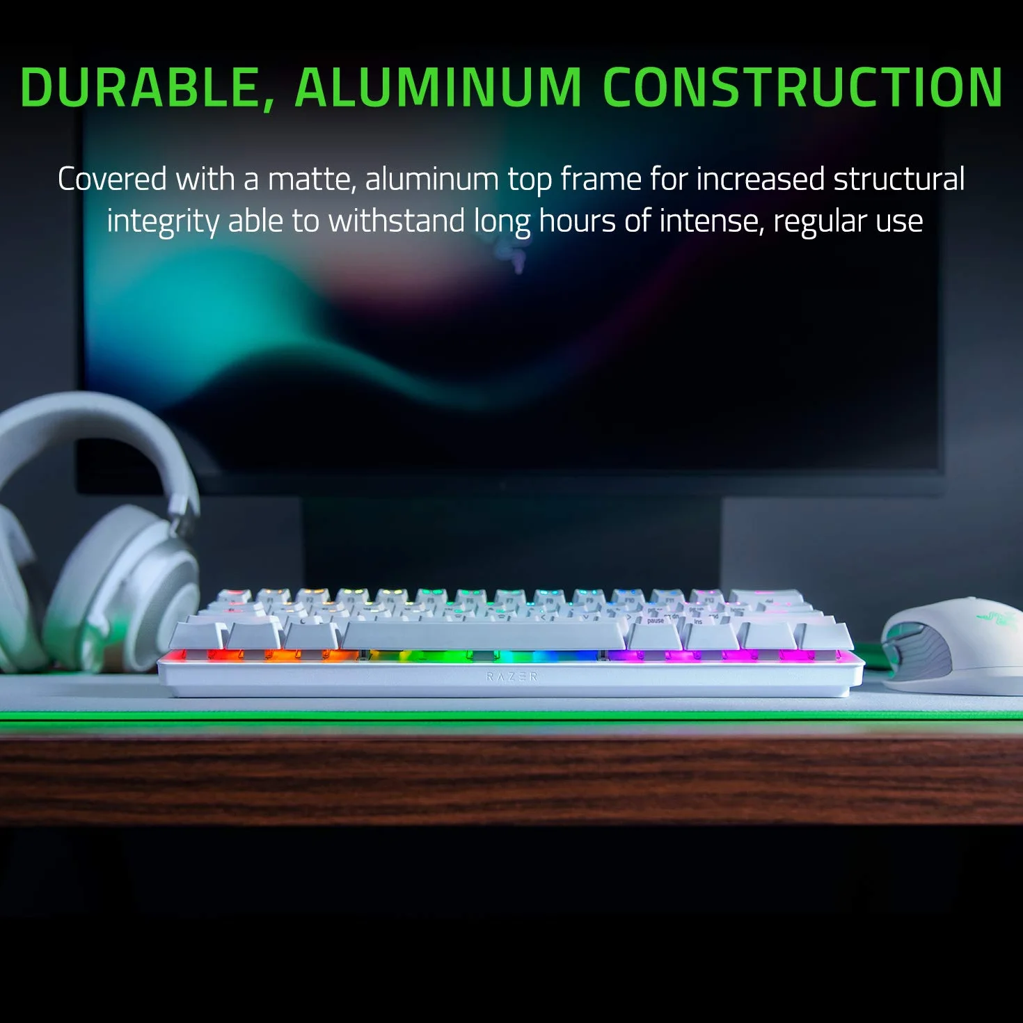 Razer Huntsman Mini (Purple Switch) – kompaktowa klawiatura do gier 60% (klikalne przełączniki optyczno-mechaniczne, podwójnie formowane klawisze PBT) Układ QWERTY US | Mercury