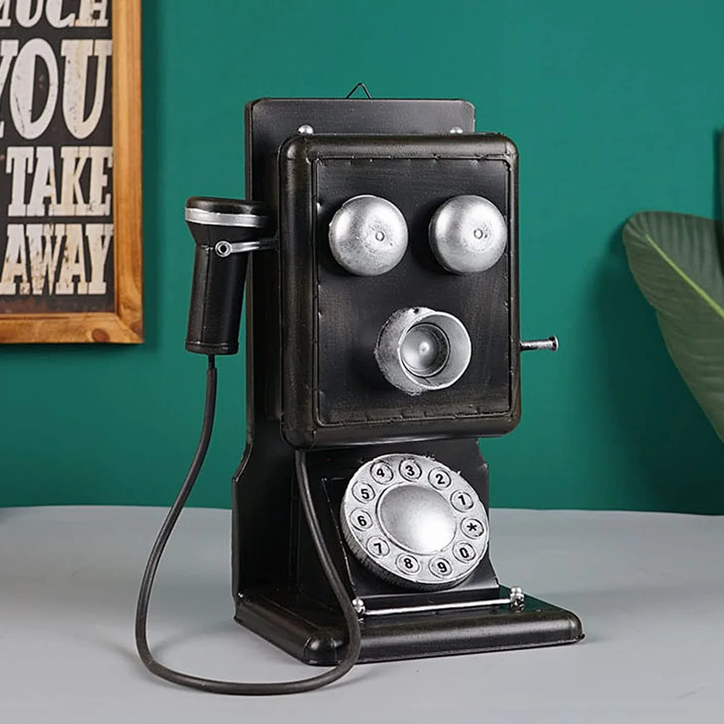 Przewodowy staromodny antyczny telefon stacjonarny dekoracja vintage retro imitacja antyczny telefon przewodowy dom biuro telefon
